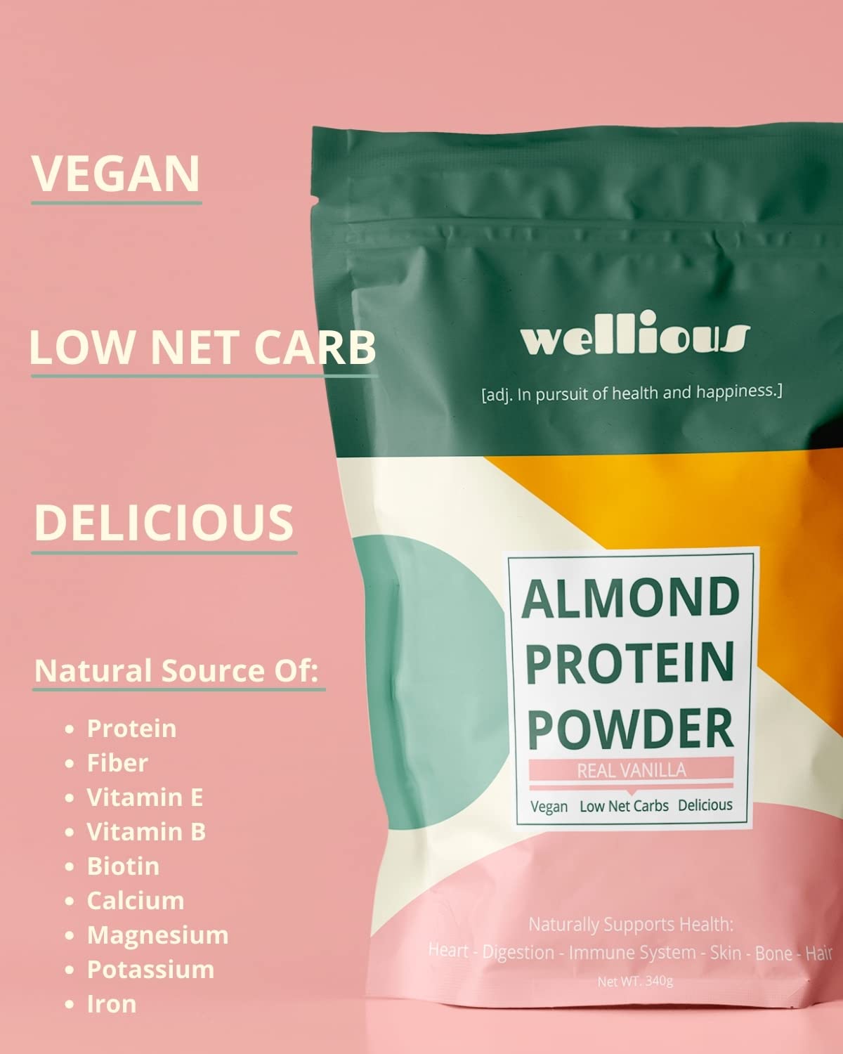 Clean Vegan Protein Powder Vanilla - Plant Based Protein Powder, Dairy Free & Lactose Free, Keto Friendly, High Fiber, No Sodium, Supports Gut Health | Perfect for Smoothies, Baking & Post-Workout Recovery