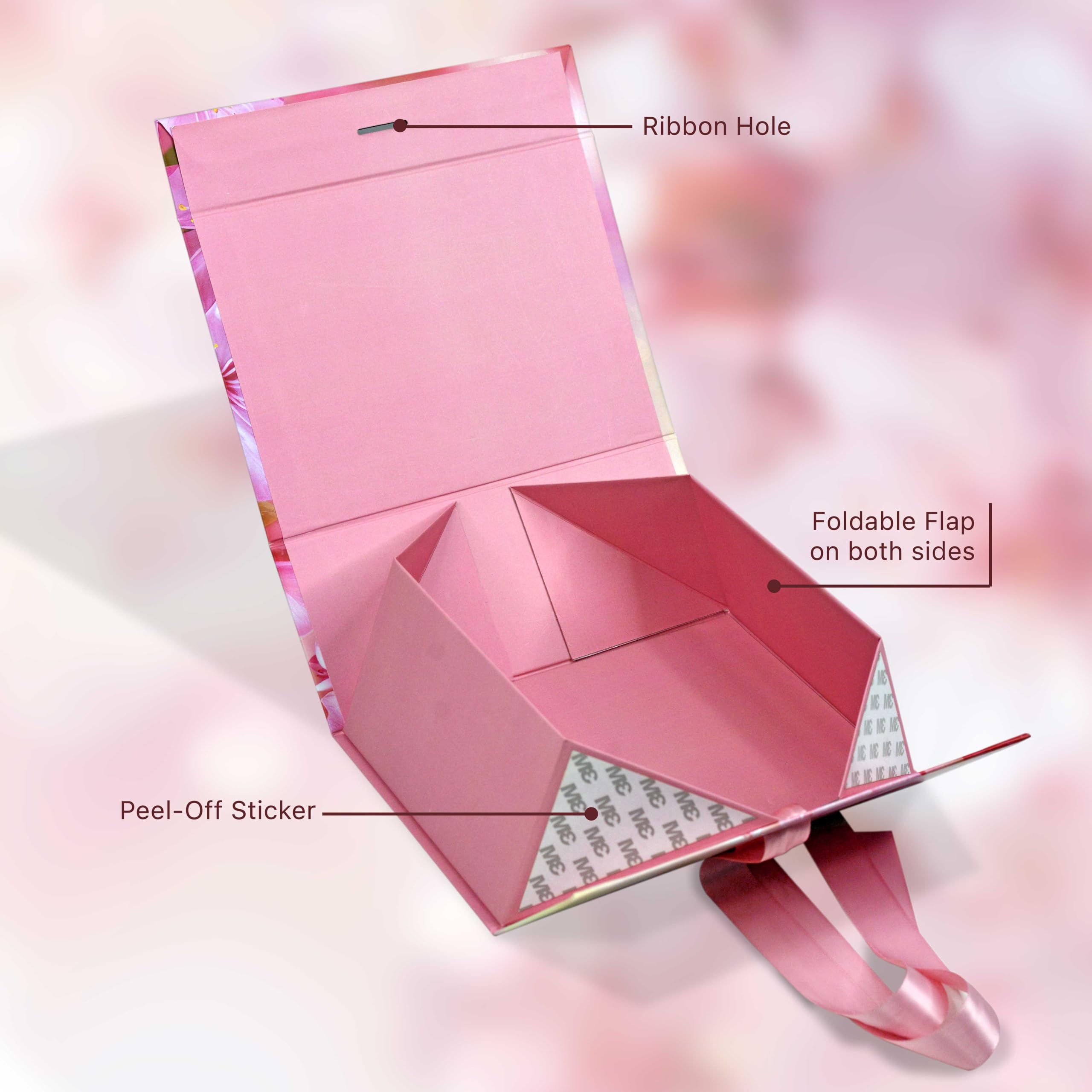 Premium Floral Gift Box for Packaging - 23x16x10cm Rigid Gift Box with Japanese Blossom Design, Multipurpose Hamper Box Holds Up to 5kg (1 Pack) - Perfect for Wedding Favors, Birthday Gifts & Luxury Product Packaging