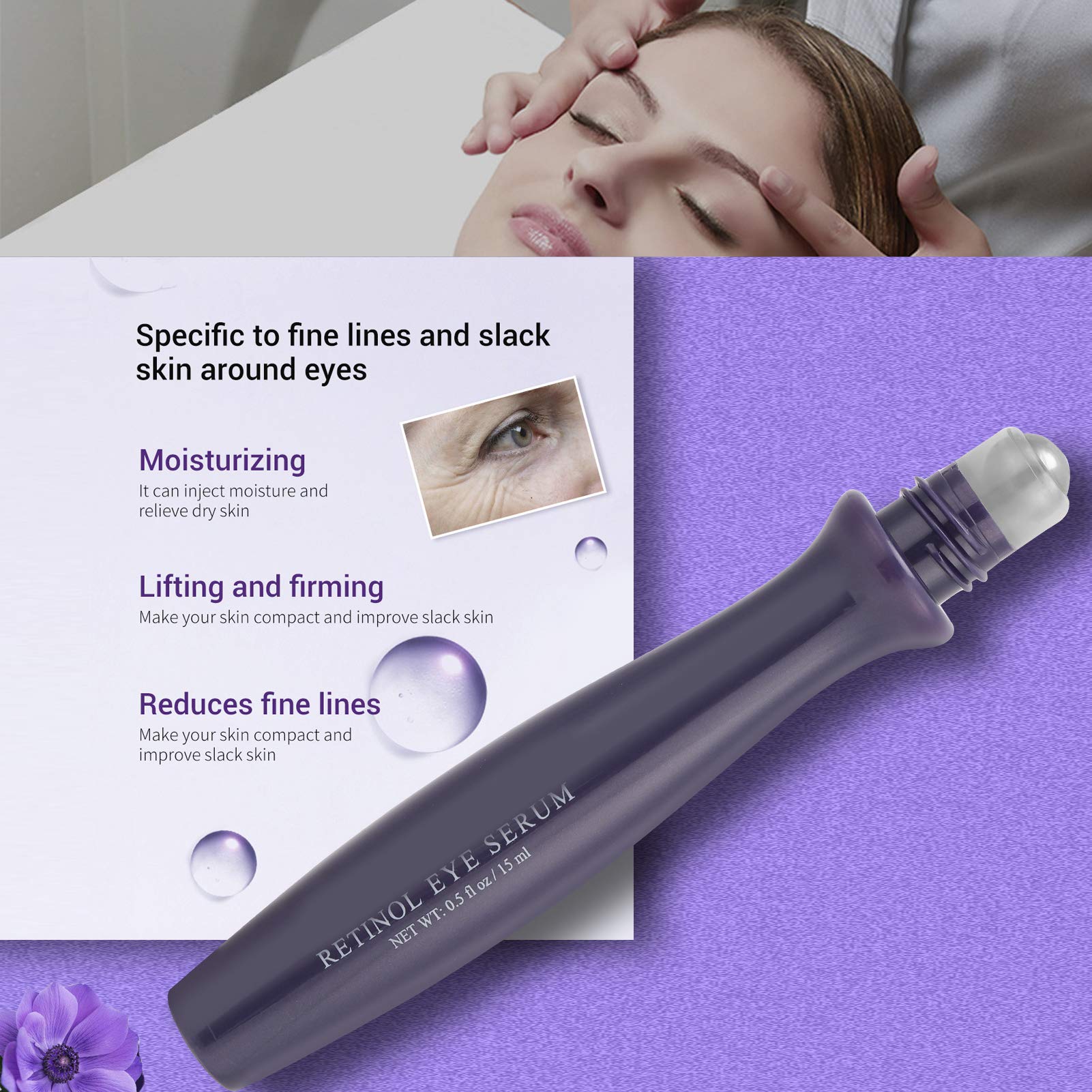 Anti-Wrinkle Roll-On Eye Serum for Dark Circles & Firming - Skincare for Aging Eyes