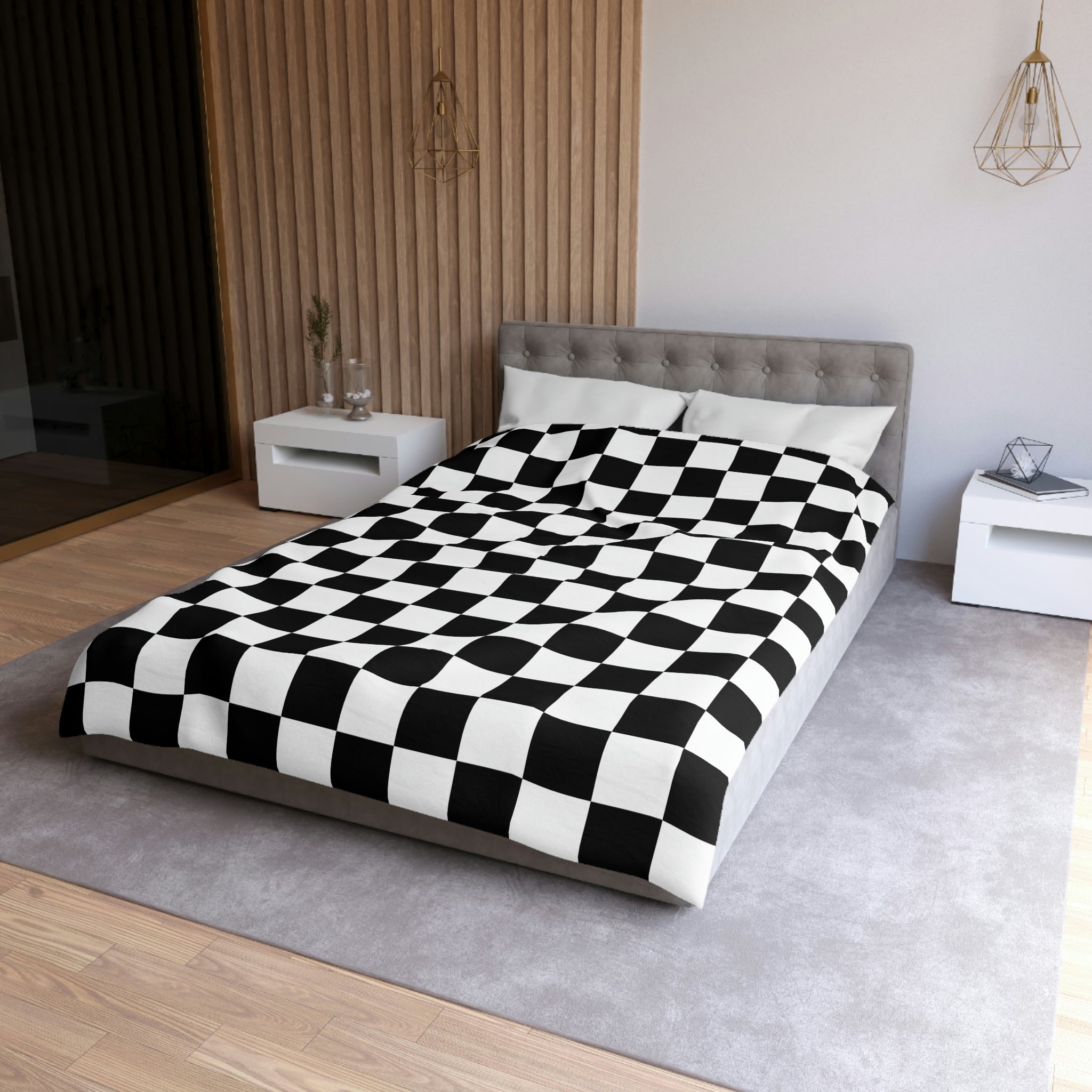 Checkered Duvet Cover Set - Soft Microfiber Bedding in 4 Sizes (Twin, Full, Queen, King) - Stylish Check Pattern for Modern Bedrooms & Guest Rooms
