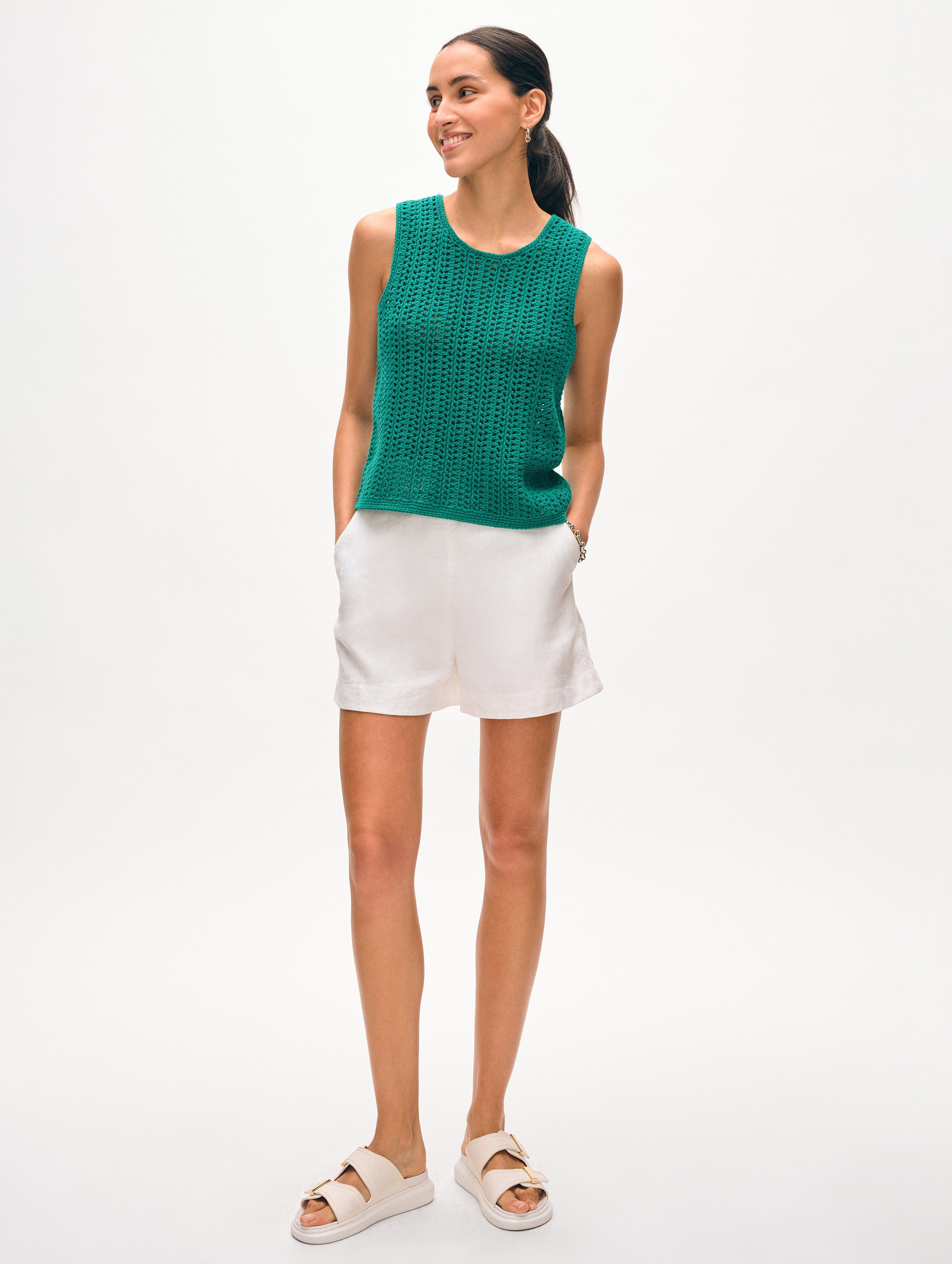 Handmade Crochet Cotton Sleeveless Tank Top for Women - Soft Breathable Summer Beachwear & Casual Outfit