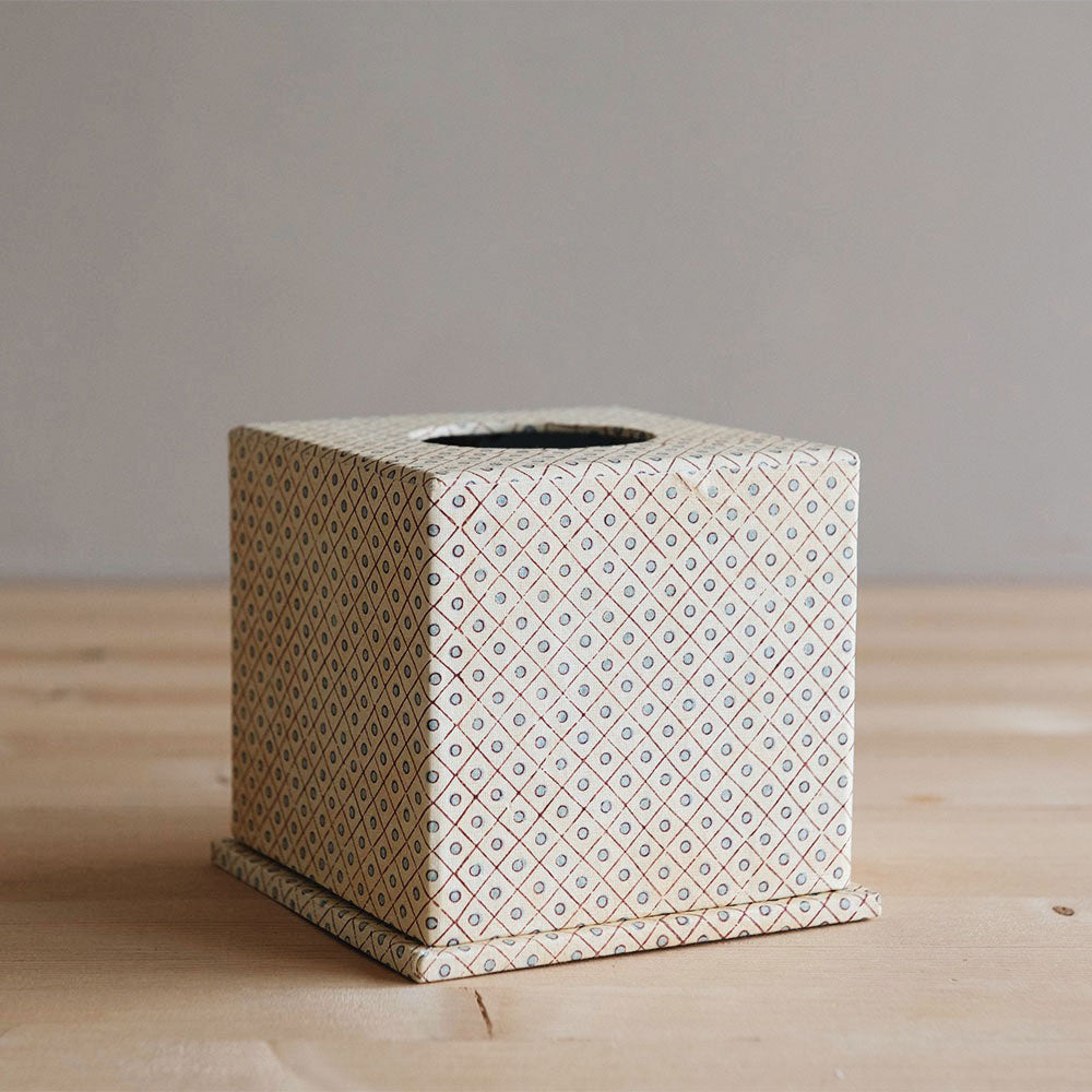 Handmade Block Printed Tissue Box Cover - Yellow Cotton Fabric - Perfect for Home Decor, Living Room, Bedroom & Bathroom