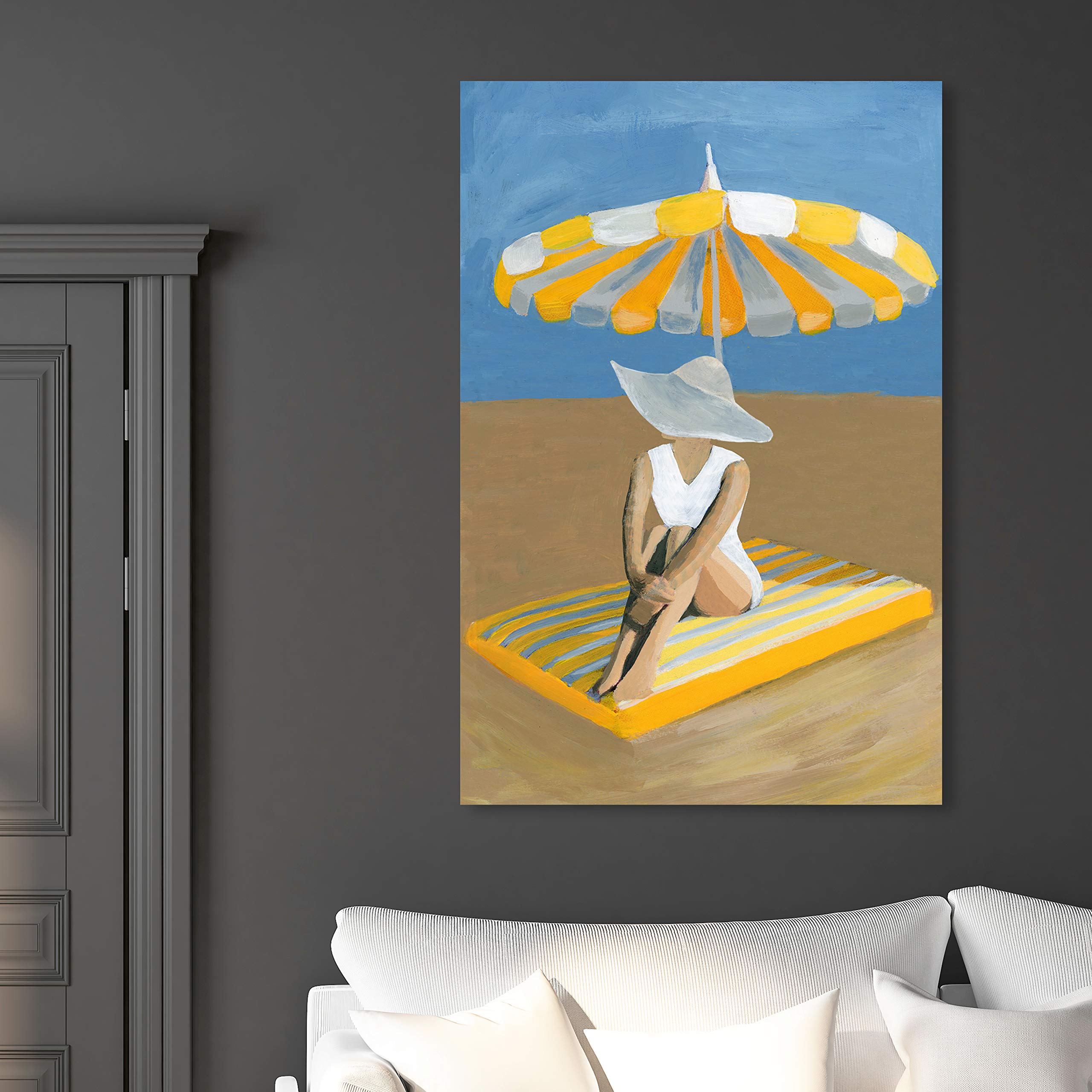 Oliver Gal Artist Co. Fashion & Glam Wall Art Canvas Print - 30x45 Inch Yellow & Blue Umbrella Home Decor - Perfect for Living Room, Bedroom & Office Wall Decoration