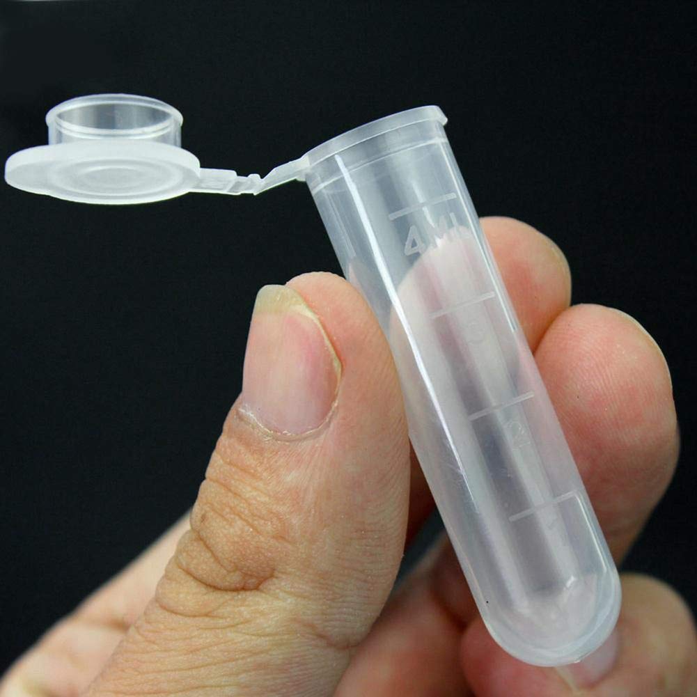 AKOAK 100-Pack 5ml Plastic Centrifugal Tubes with Graduated Markings, Round Bottom, Clear Transparent - Leak-Proof Sample Storage Containers for Lab, Science Experiments & DIY Beauty Products