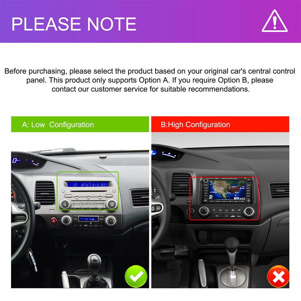 10.1 Inch Android 13 Car Stereo with CarPlay for Honda Civic 2006-2011 | Rimoody Touchscreen GPS Navigation | WiFi Bluetooth FM/RDS | HiFi Sound & SWC | AHD Backup Camera | Perfect for Commuting & Road Trips