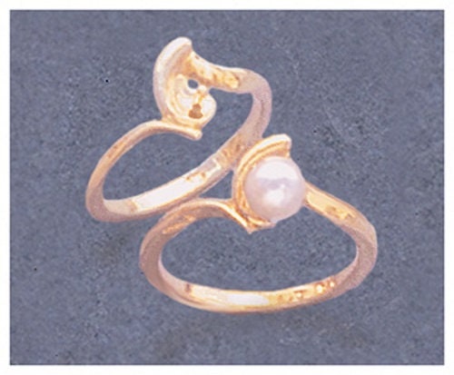 Solid Sterling Silver or 14kt Gold 4-8mm Half-Drilled Pearl Blank Ring - Size 5-8 Shank Setting (163802/143802) - Perfect for Jewelry Making, DIY Crafting & Bridal Accessories
