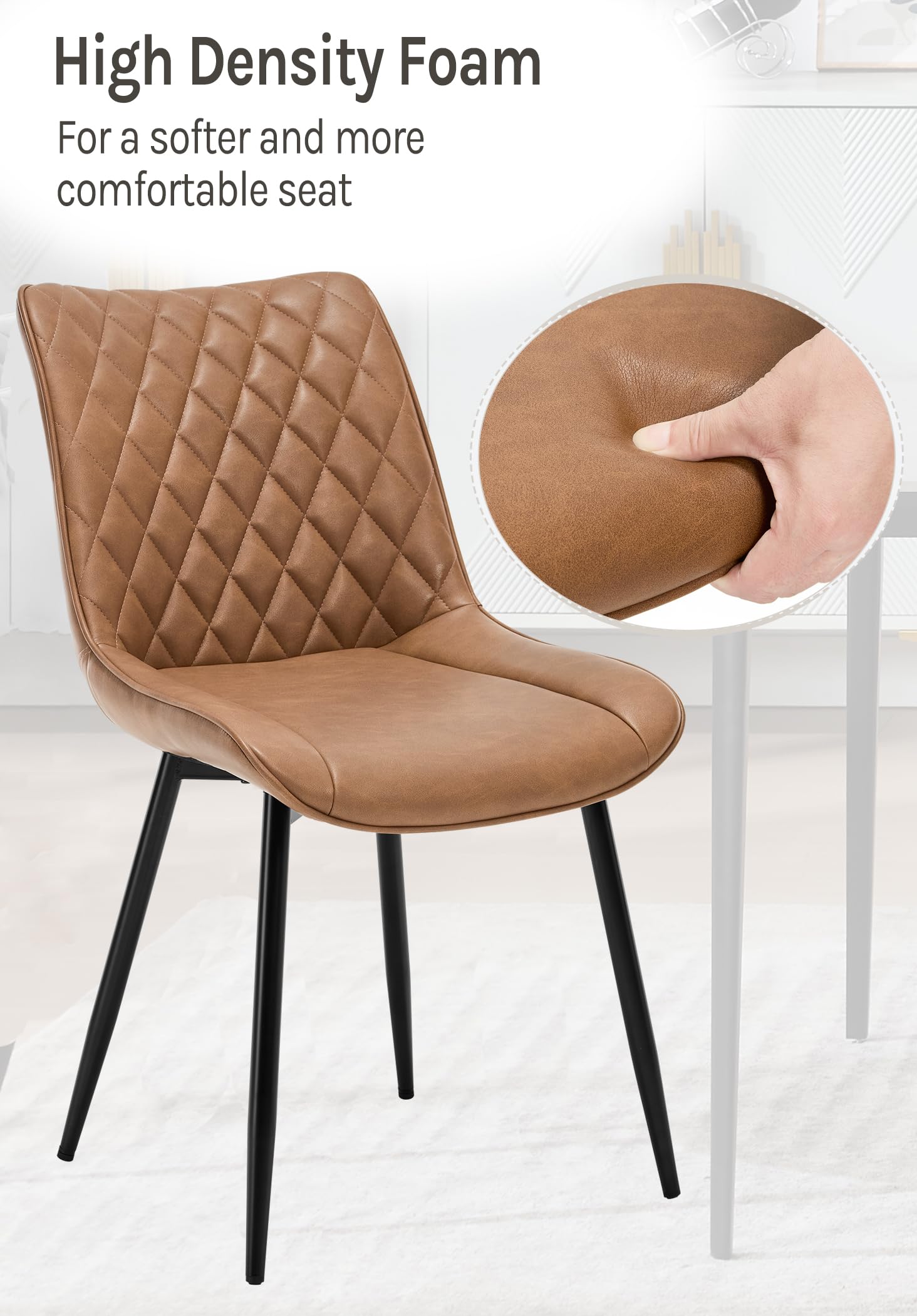 WOLTU 4-Piece Counter Height Dining Chairs Set - Light Brown Leatherette Upholstered Kitchen Bar Stools with Padded Seat & Backrest - Perfect for Breakfast Nook, Kitchen Island, and Home Bar Seating