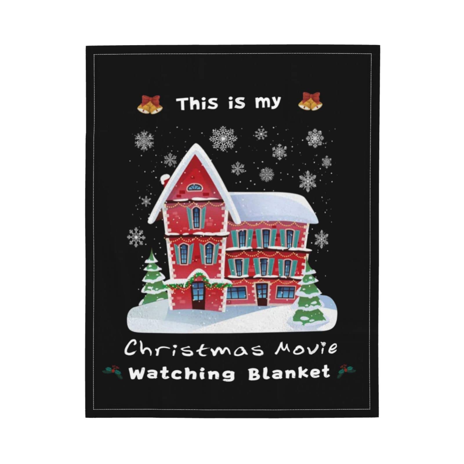 GHEOR Christmas Flannel Throw Blanket 40x50 Inches - Soft Holiday Themed Blanket for Cozy Movie Nights, Home Decor & Gift Giving (Black Christmas Design)