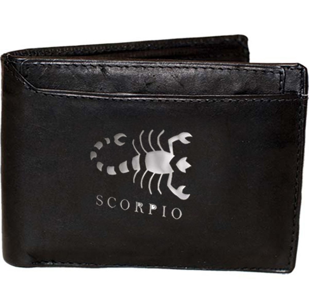 MARSHAL Genuine Leather Bifold Wallet for Men - Scorpio Zodiac Sign Horoscope Gift - Perfect for Daily Use & Birthday Presents
