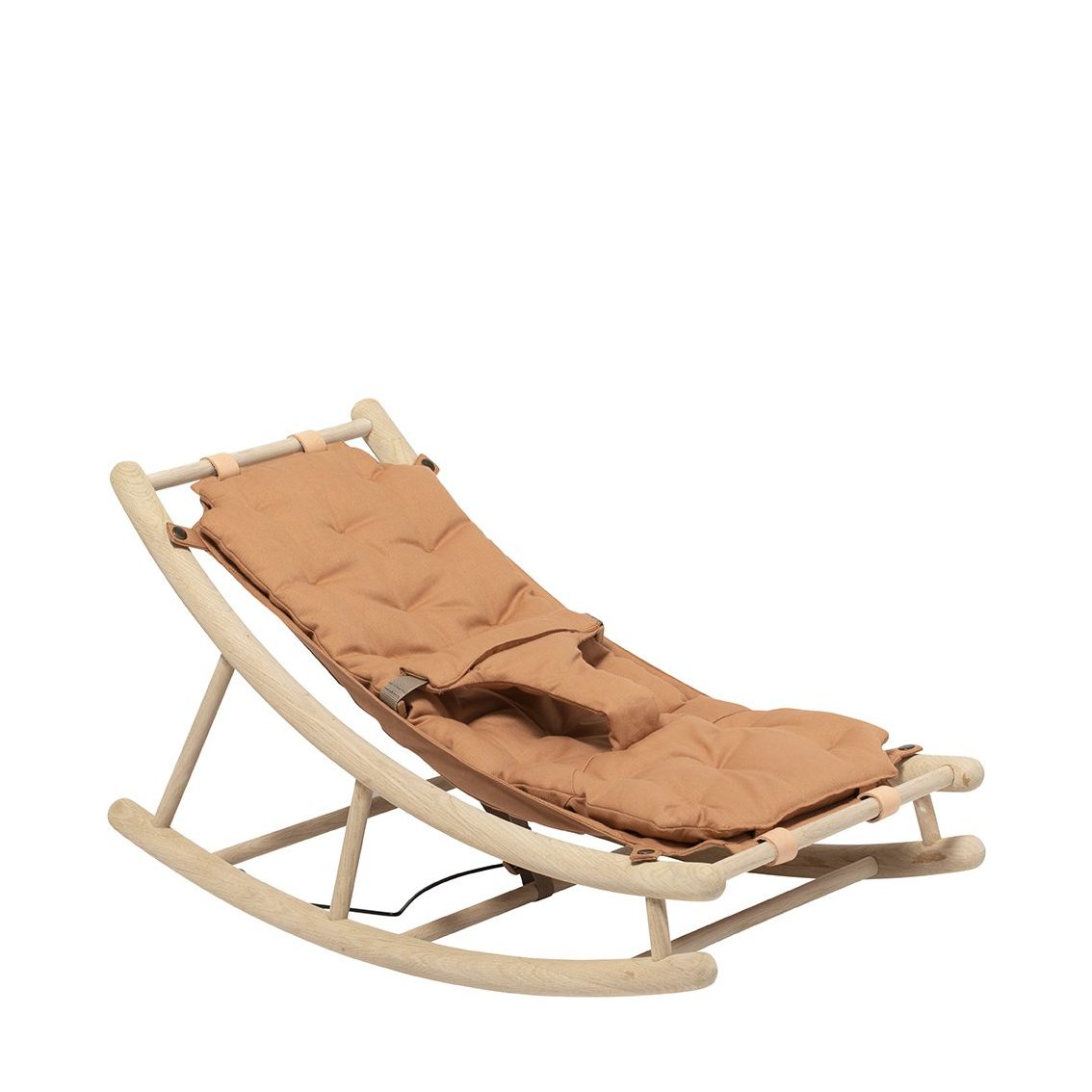 OLIVER FURNITURE Wooden Baby Rocking Chair - Natural Oak Finish with Caramel Cushion | Nursery Rocker for Newborns & Infants | Perfect for Bedrooms, Daycare Centers & Gift Giving
