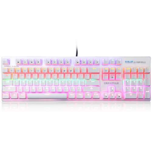 E Blue K753 Mixed Backlit 104-Key USB Wired NKRO Mechanical Gaming Keyboard with Blue Switches - Perfect for PC Gaming, Typing & Office Work