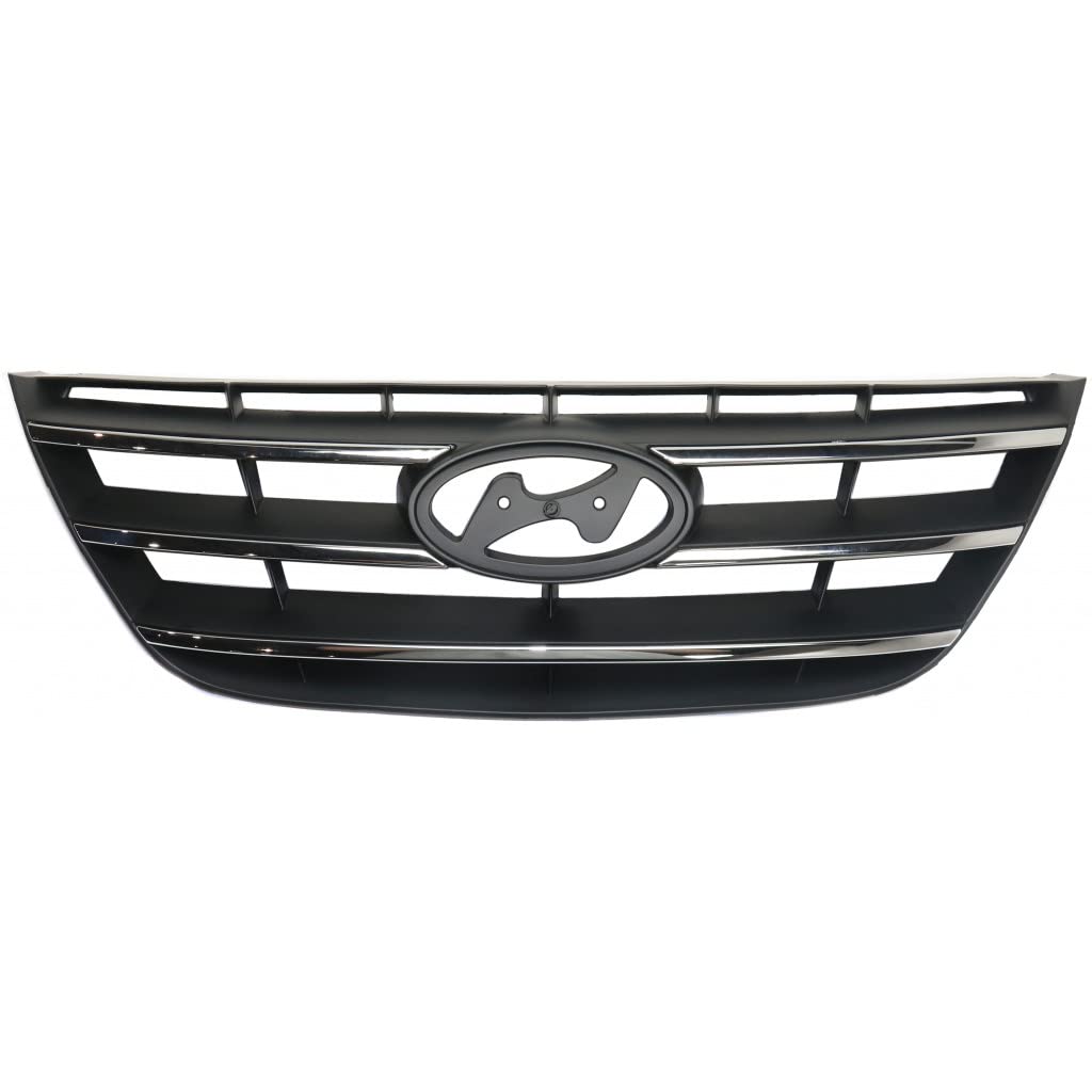 2009-2010 Hyundai Sonata Replacement Grille - Black/Chrome ABS Plastic CAPA Certified (HY1200152) | Perfect for Car Restoration & Custom Upgrades