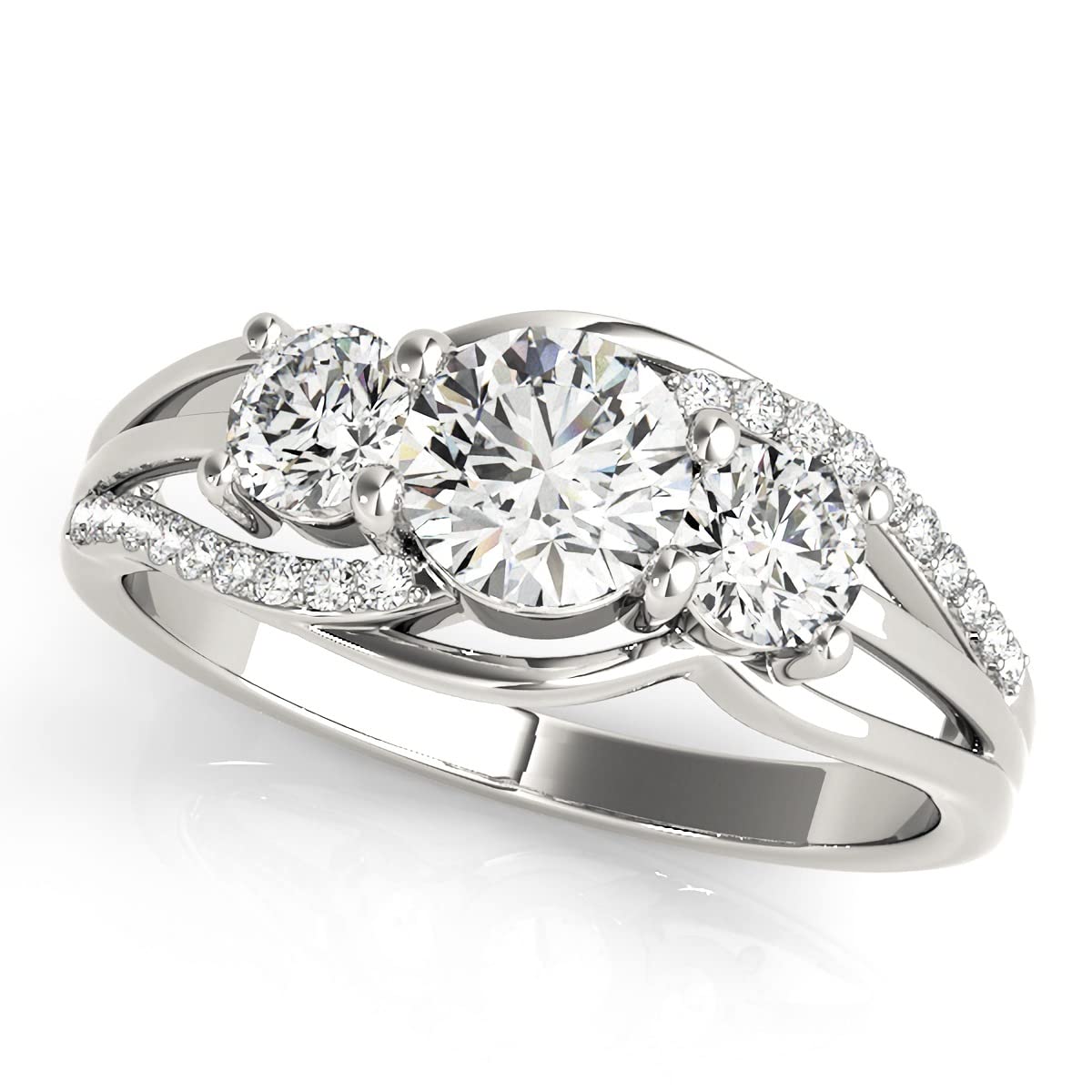 3 Stone Moissanite Engagement Ring for Women - 1CT Center Brilliant Cut Moissanite Wedding Ring in 925 Sterling Silver - Anniversary Promise Ring for Her - Perfect for Proposals, Weddings & Special Occasions