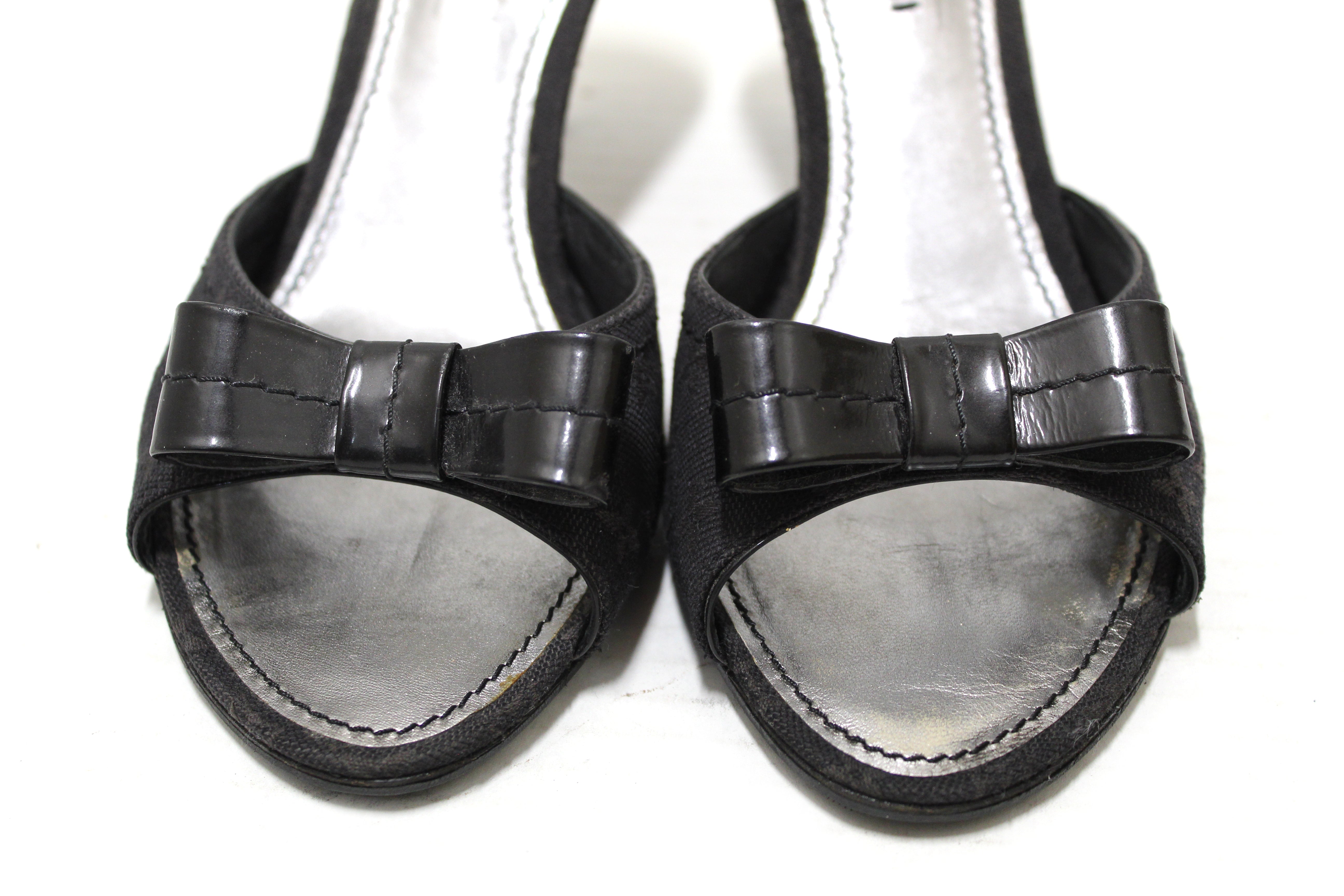 Authentic Louis Vuitton Black Monogram Denim Sandals Women Size 38 - Luxury Designer Summer Slides for Beach, Pool & Casual Outings