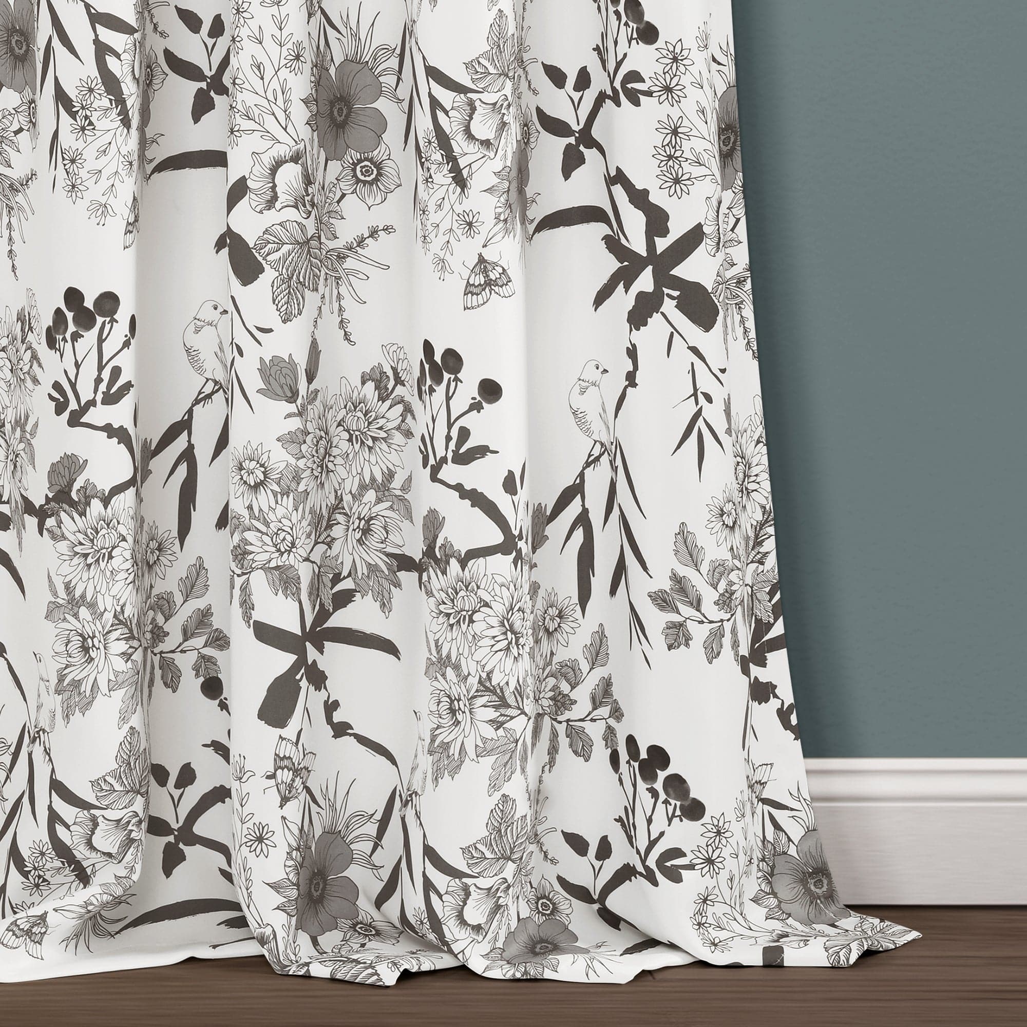 Botanical Garden Light Filtering Window Curtain Panel Set - Floral Print Sheer Drapes for Living Room, Bedroom & Nursery - Soft Sunlight & Privacy - 2 Panels 84 Inch Length