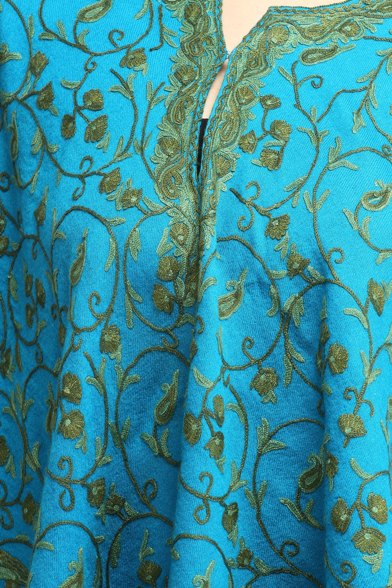 Hand-Embroidered Kashmir Paisley Poncho - Premium Cashmere Shawl Wrap for Women - Perfect for Fall Fashion, Boho Outfits & Special Occasions