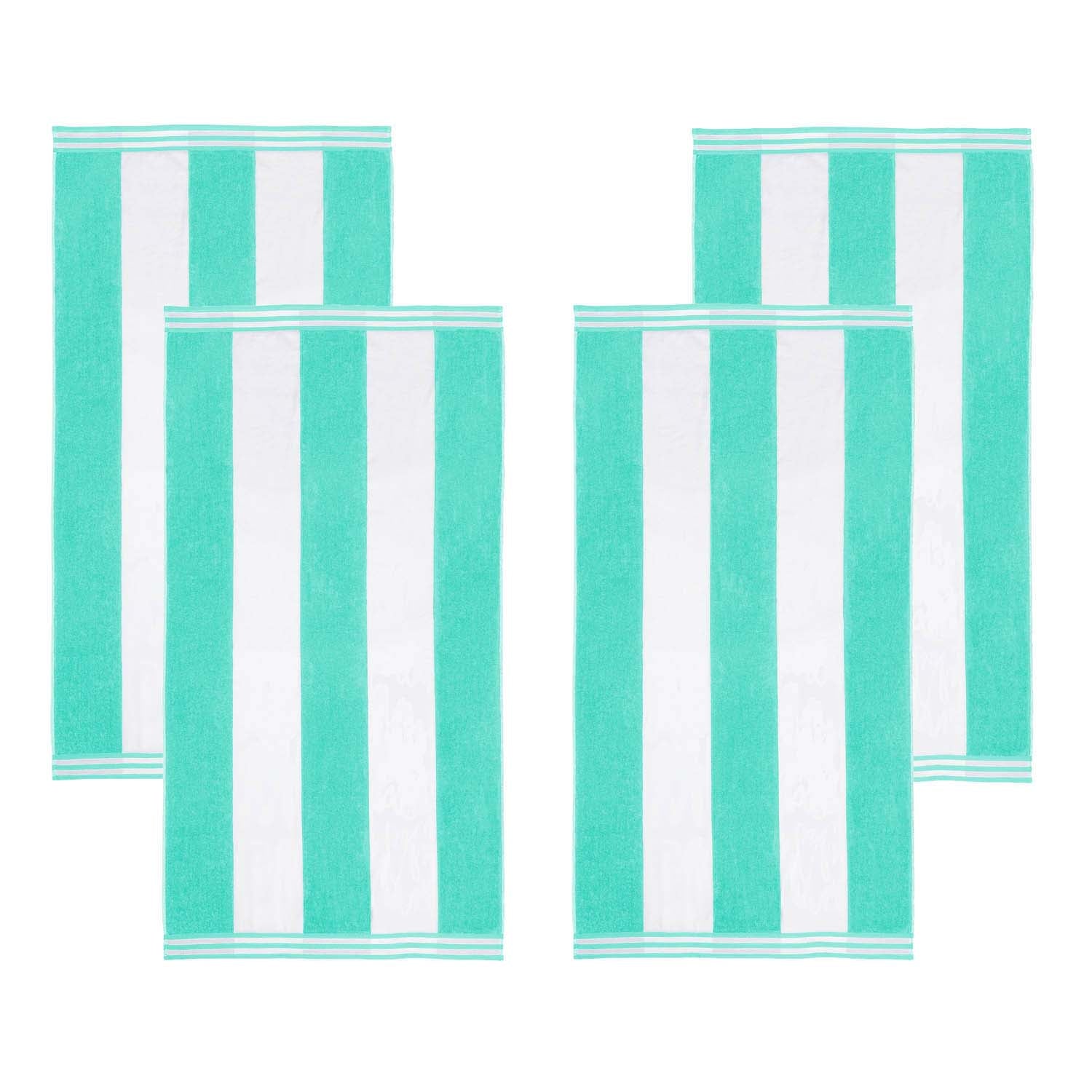 Premium Cabana Stripe Oversized Cotton Beach Towel Set of 2, 4, or 6 - Soft, Absorbent & Quick-Drying for Pool, Beach, Vacation & Spa Use