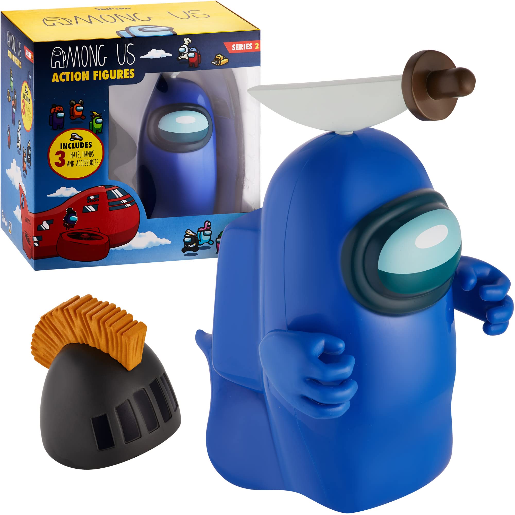 P.M.I. Among Us Action Figure - 6.7-Inch Collectible Character with Blue Ghost, Chop-Chop Knife Hat & Hidden Features | Playable Mini Toy for Kids & Fans | Perfect for Game Nights, Birthday Gifts & Collector Displays