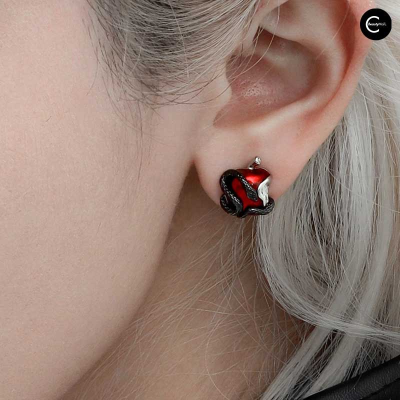 1STXULIE Forbidden Apple Stud Earrings - Cute Fruit Jewelry for Women, Hypoallergenic Stainless Steel Earrings - Perfect for Daily Wear, Parties & Gifts