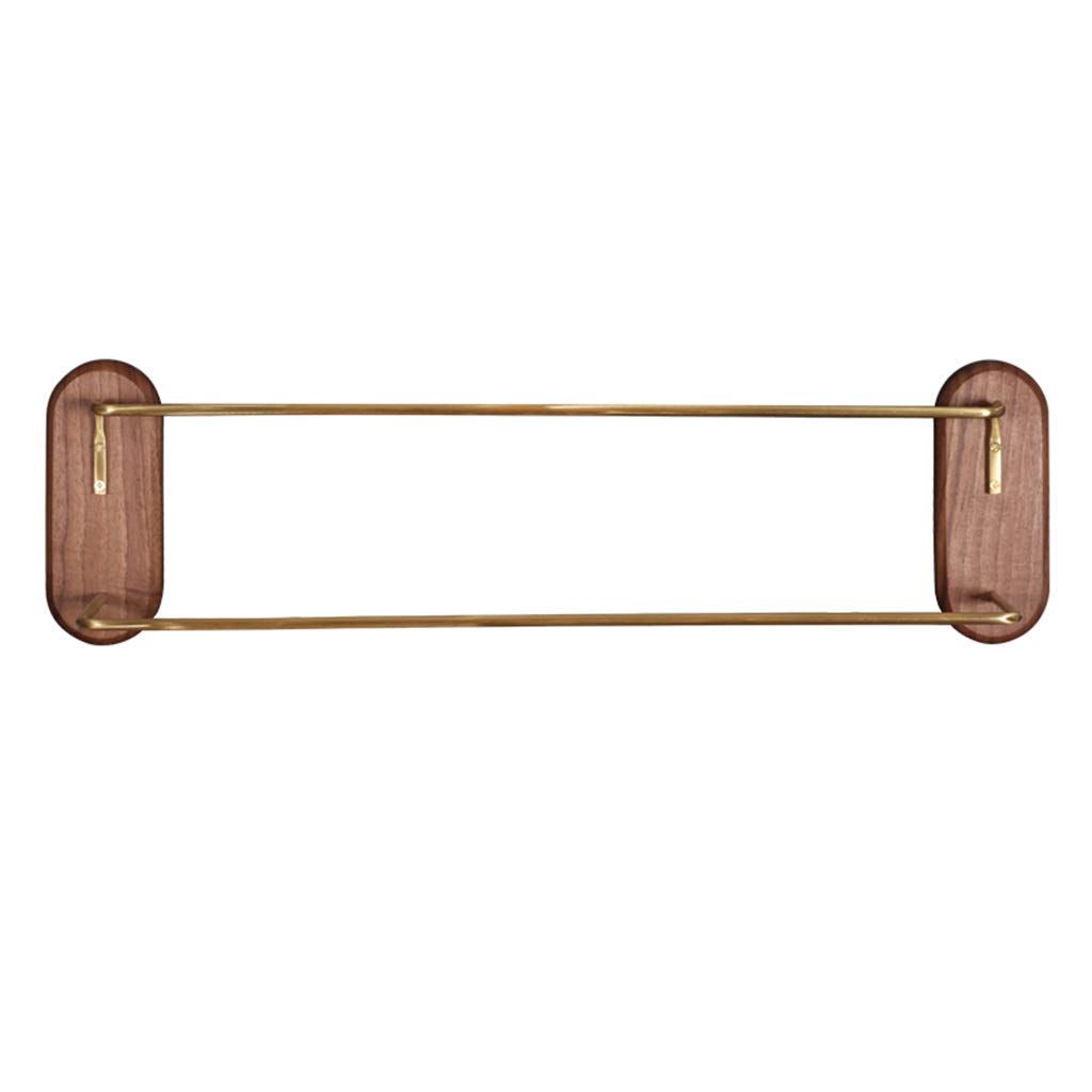 Premium Black Walnut & Solid Brass Towel Bar - 62cm Free Punch Single Rod Towel Hanger for Bathroom & Toilet - Elegant Towel Rack for Spa, Hotel, and Home Decor