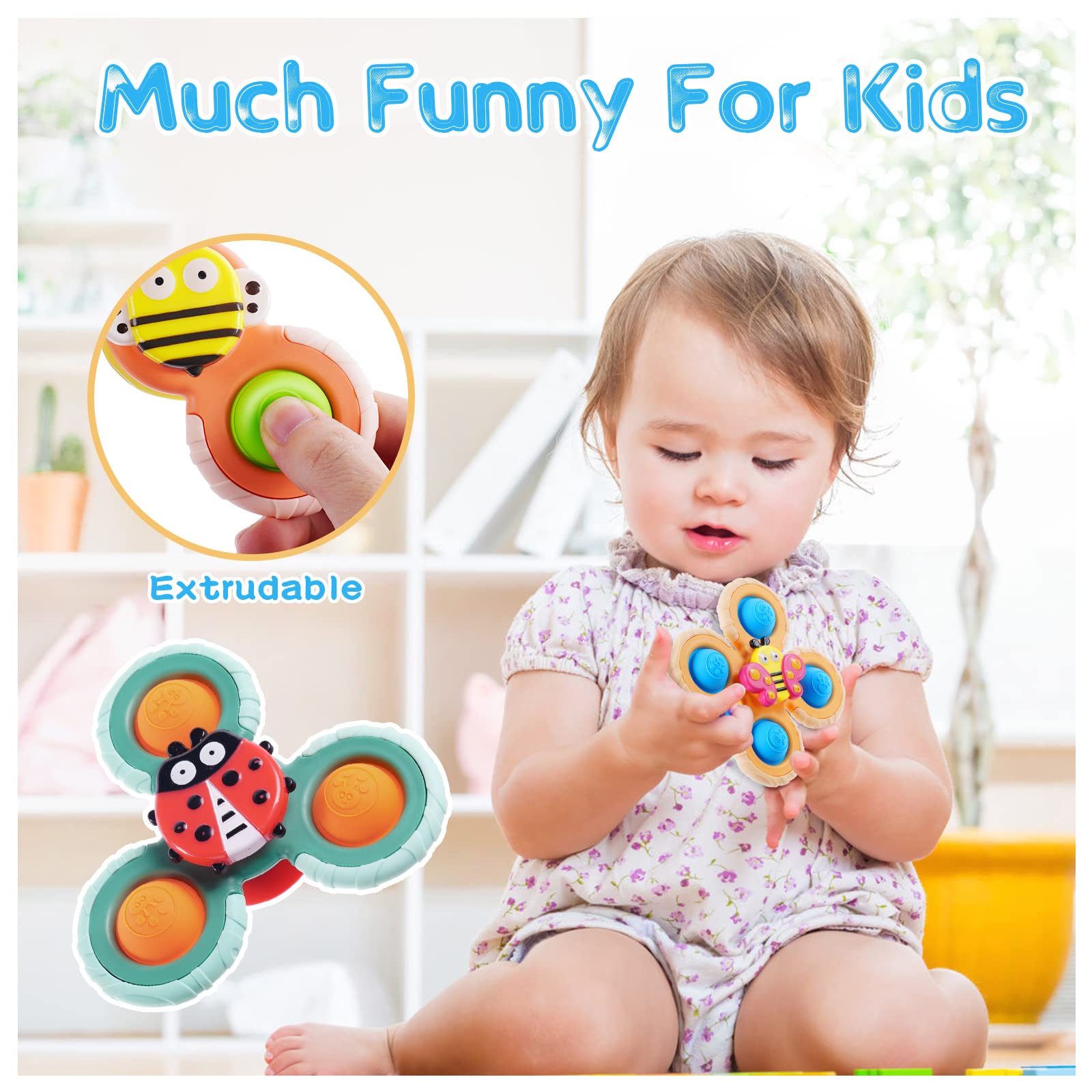 Vicloon Spinning Bath Toys for Kids - 3 Pack BPA-Free Suction Cup Toys for Baby & Toddler Playtime