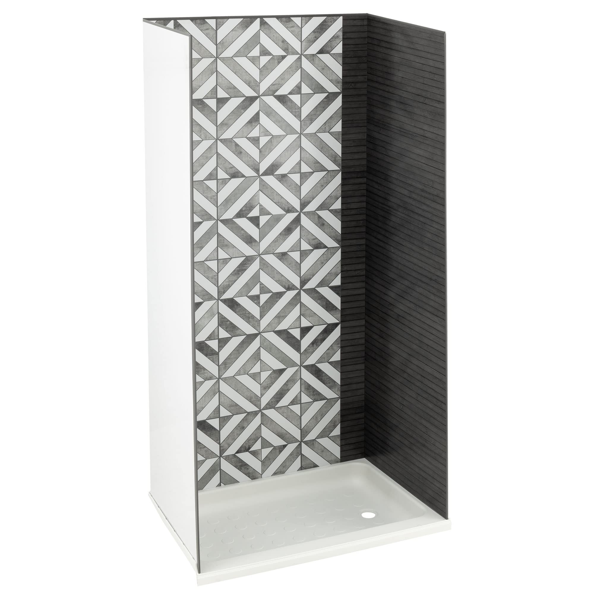 RecPro RV Shower Surround - One Piece ABS Design, No Grout Needed, Easy to Clean (Dark Gray Waterfall Pattern, 36