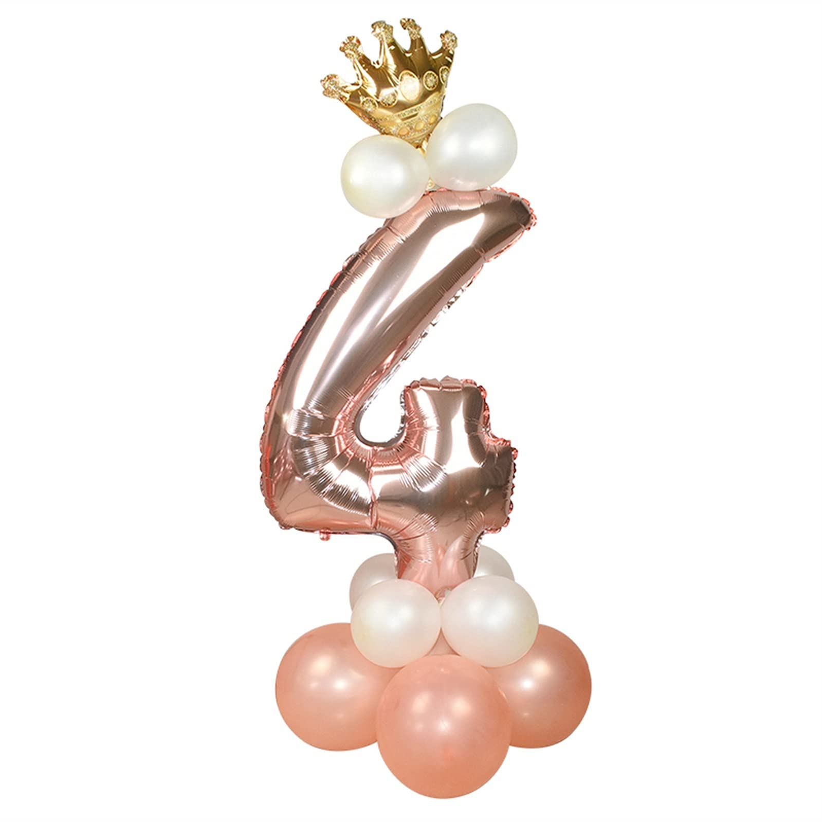 YCZOD 13Pcs Rose Gold Number Foil Balloons Set - Elegant Birthday Party Decorations for Baby Showers, Kids Parties & Family Celebrations (Number 4) | Perfect for Indoor & Outdoor Events, Photo Backdrops & Festive Home Decor