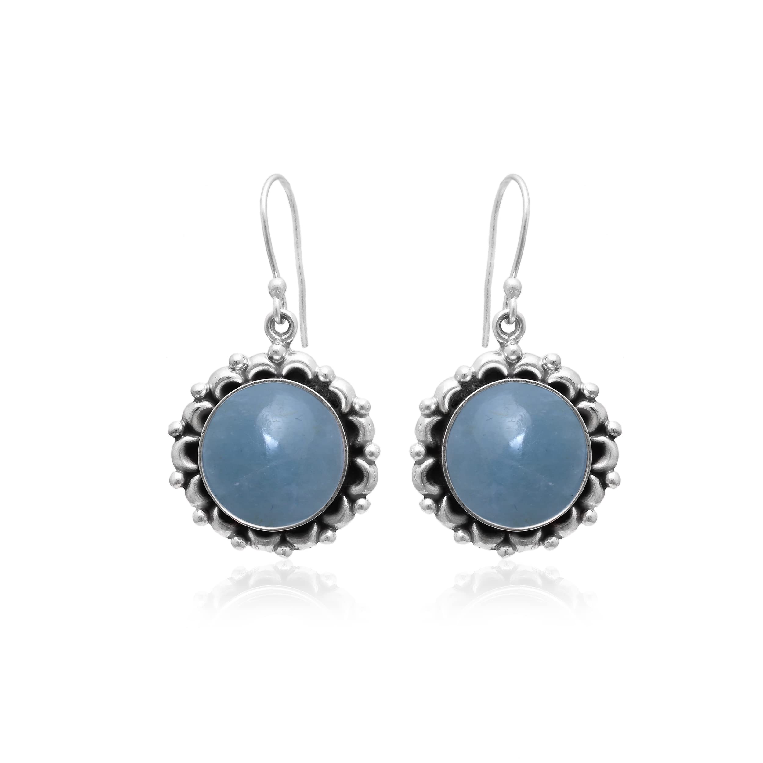 925 Sterling Silver Aquamarine Earrings for Women - Handmade Blue Green Gemstone Dangle Earrings - Inner Peace Jewelry Gift - Perfect for Weddings, Parties & Everyday Wear (VSE-408)