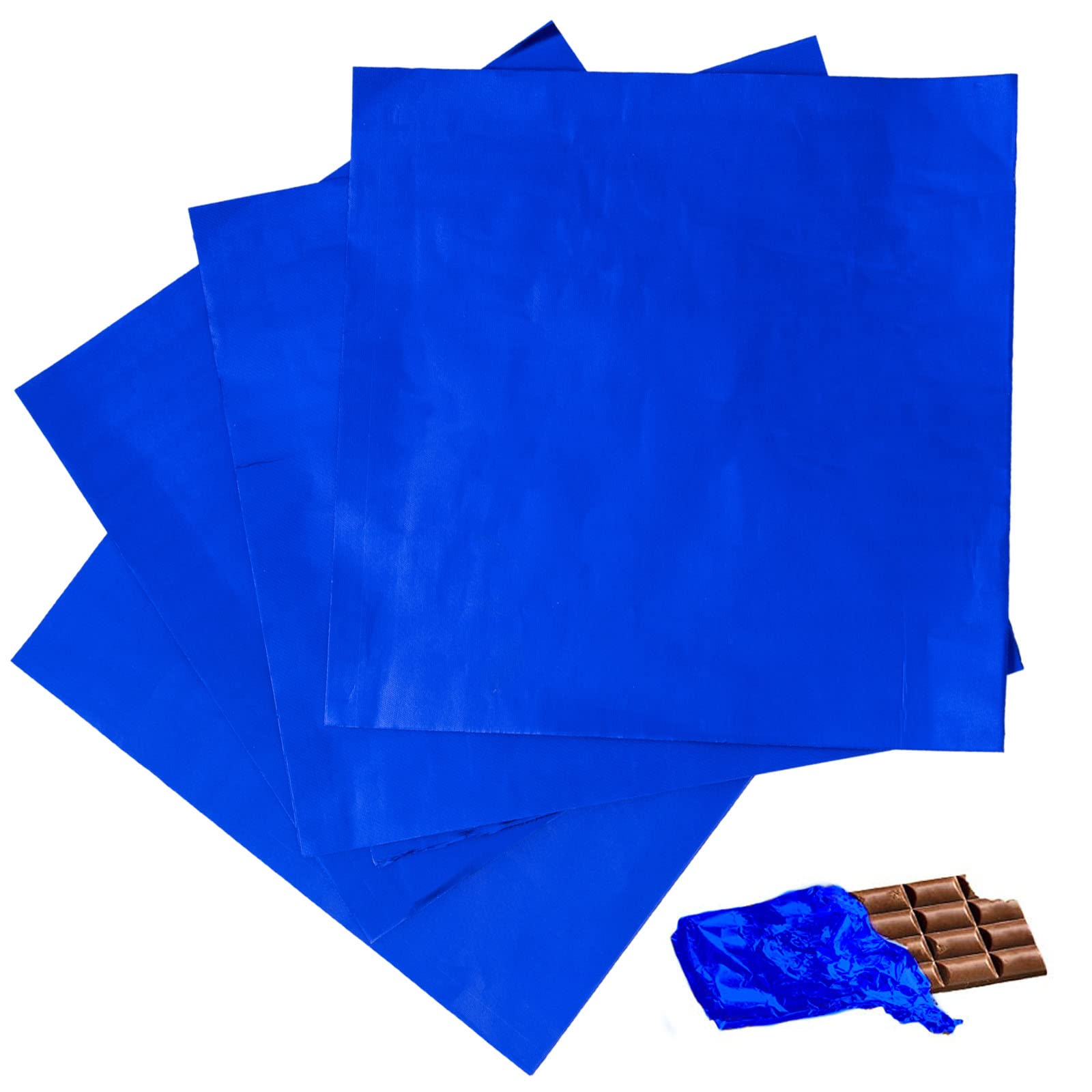 100pcs Navy Blue Foil Candy Bar Wrappers - 7.8x7.8 Inch Square Chocolate Bar Wrappers, Aluminum Foil Individual Packaging Sheets for Father's Day, 4th of July, Baby Shower & Birthday Party Decorations - Perfect for DIY Gifts, Wedding Favors and Holiday Treat Packaging