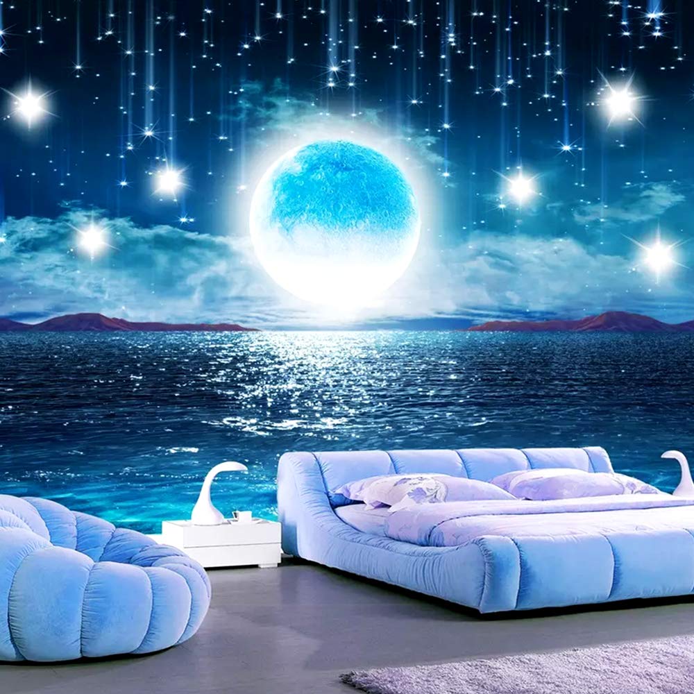 Starry Sky Ocean Moon & Stars Large 3D Cosmic Galaxy Tapestry - 60x60 Inch Wall Hanging Decor for Bedroom, Living Room | Perfect for Boho Home Decor, Dorm Room Aesthetic & Meditation Space