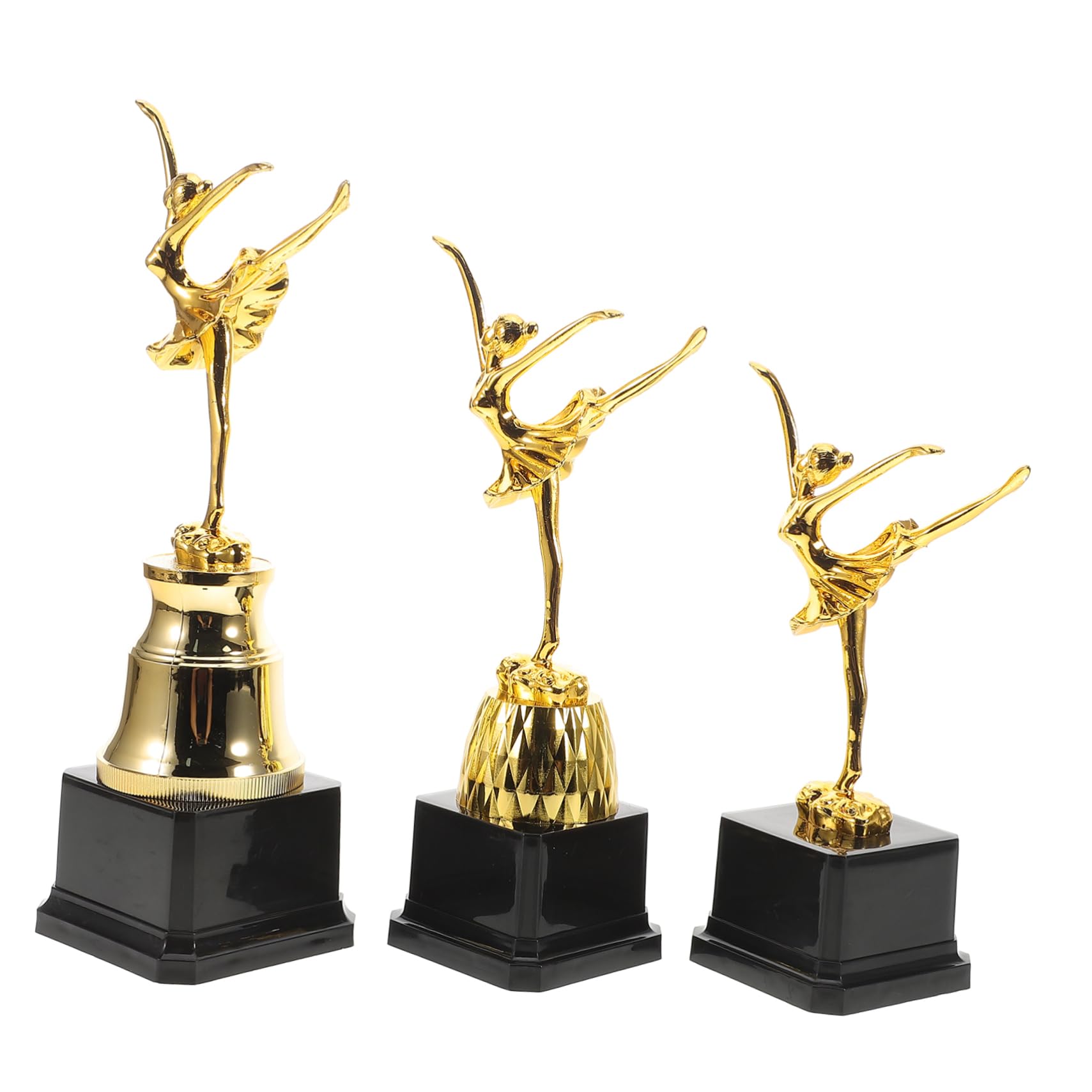 SUPVOX 3-Piece Gold Plastic Dance Competition Trophies - Award for Dance Tournament Winners, Perfect for Ballet, Hip Hop & Ballroom Dance Events