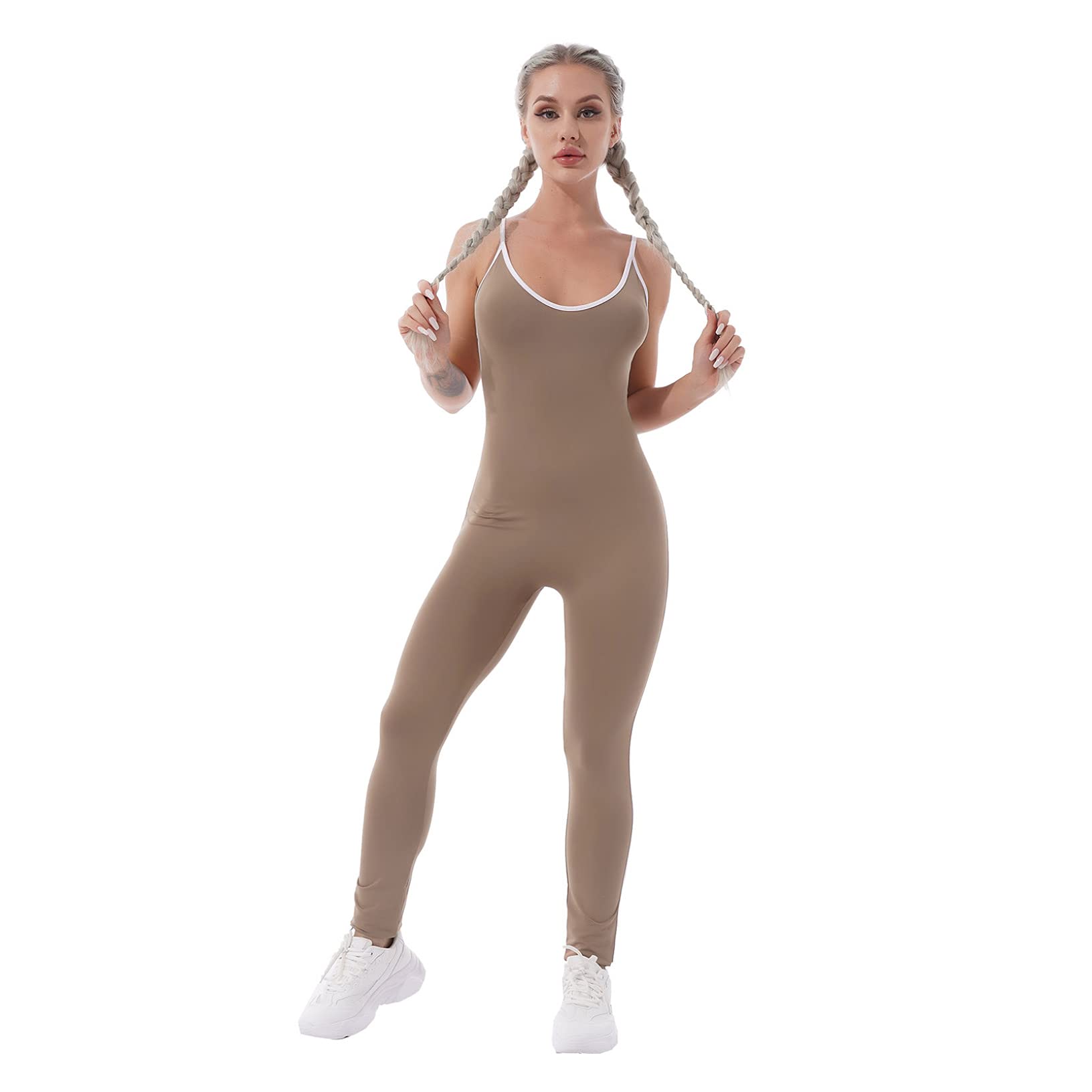 Kaerm Women's Sleeveless Backless Dance Unitard - One Piece Yoga Bodysuit, Bodycon Romper & Workout Jumpsuit for Yoga, Dance, Gymnastics & Fitness Training