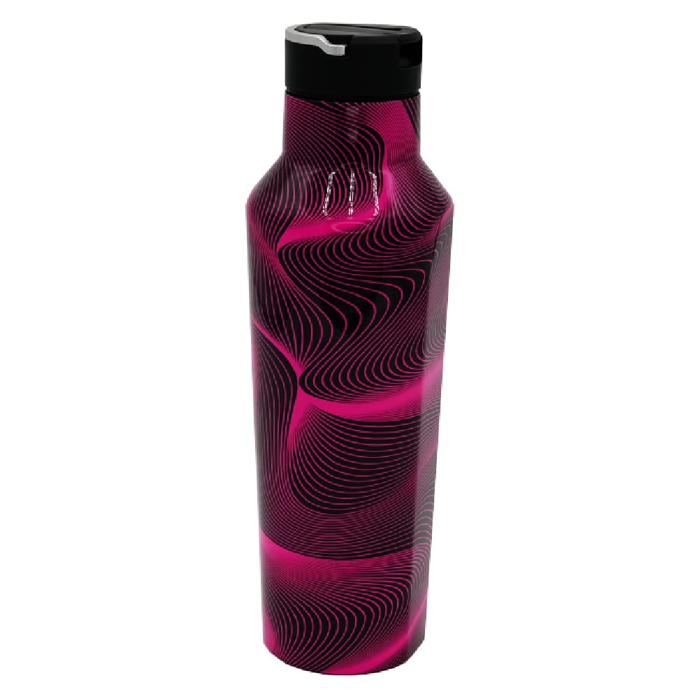 Portable Wireless Bluetooth Speaker with Magnetic Base - Mini Glam U Speakers, Built-in Mic & Selfie Remote Control, Black - Perfect for Travel, Outdoor Adventures & Home Use - Includes 20oz Insulated Sport Canteen Bottle (Pink)