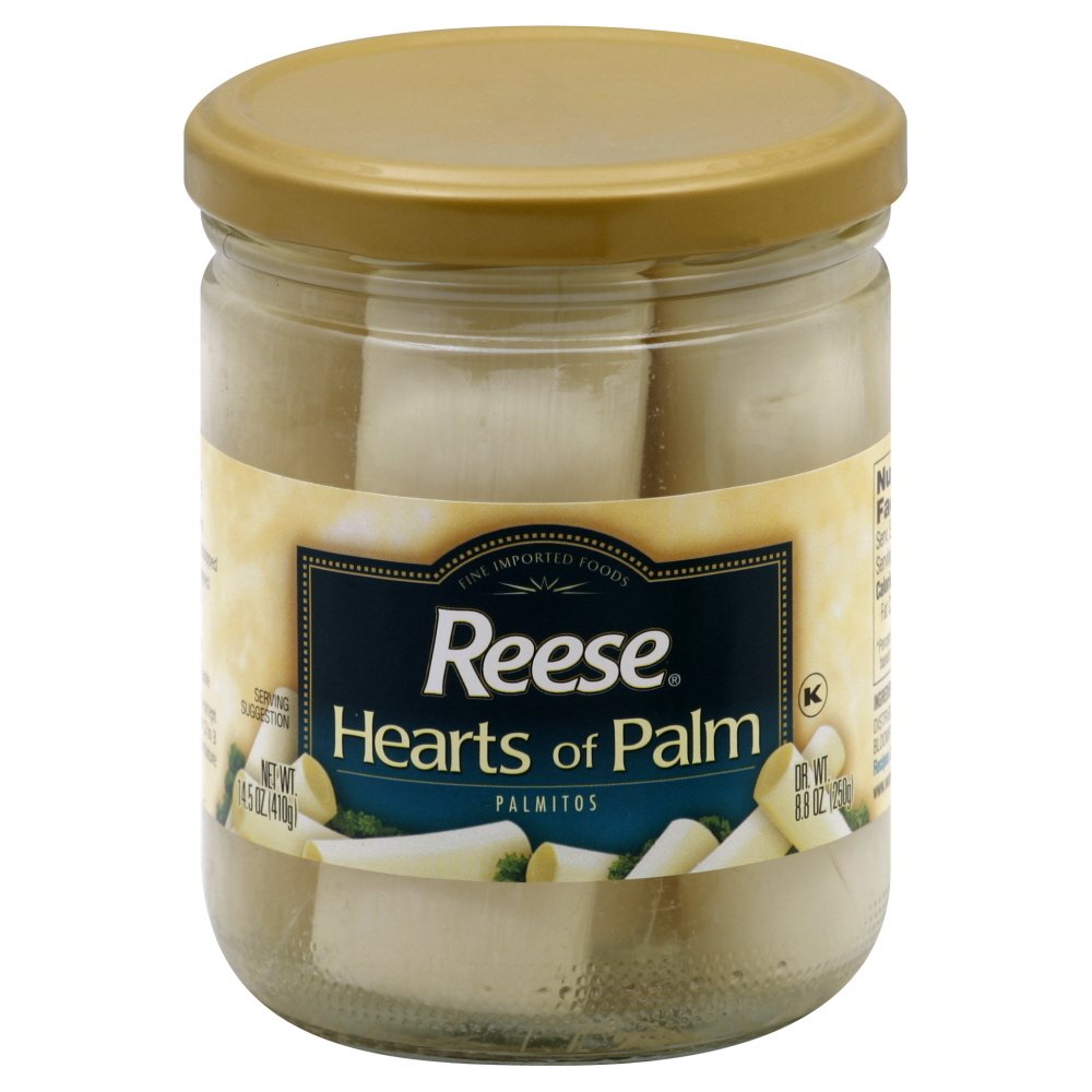 Organic Reese Hearts of Palm in Glass Jar - Premium Vegan & Keto-Friendly Canned Palmito - Perfect for Salads, Pasta, and Healthy Cooking