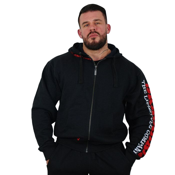 Men's Gym Hoodie with Zipper - Black & Red Pullover for Workout & Casual Wear | Lightweight & Breathable for Running, Training & Outdoor Activities