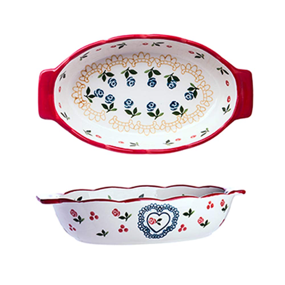 2-Piece Ceramic Baking Dish Set with Handles - Oven-Safe Lasagna & Casserole Pan, Small Oval for Baking, Roasting & Serving | Perfect for Family Dinners, Holiday Meals & Potlucks