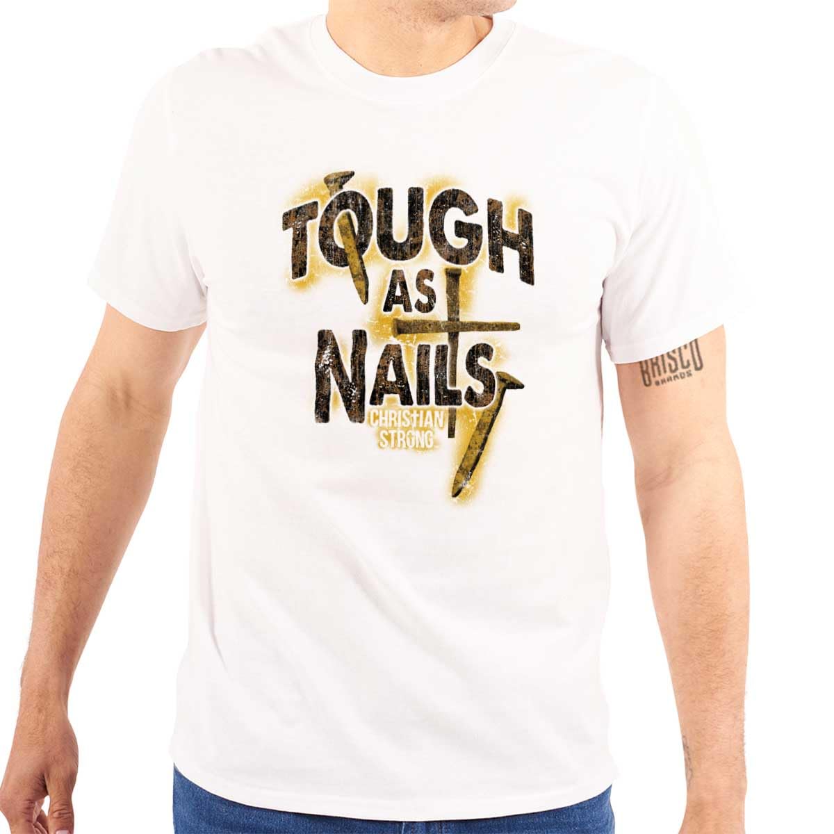 Jesus Graphic T-Shirt for Men - Tough Nails Cross Crucifix Design | Christian Apparel for Church, Bible Study & Everyday Wear
