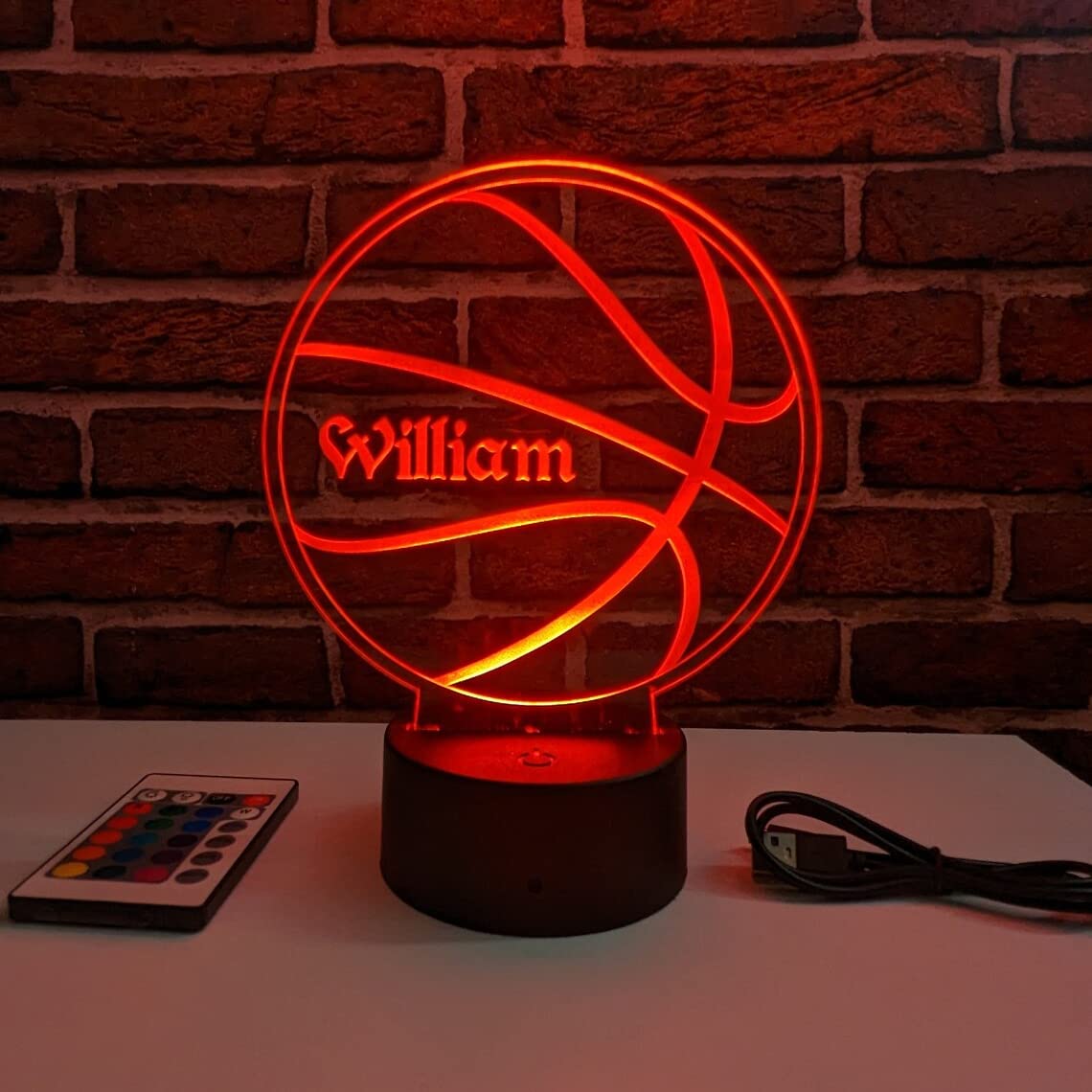 Personalized LED Basketball Night Light - Custom Name Plate Lamp for Basketball Players - Perfect Gift for Bedroom, Game Room & Sports Decor