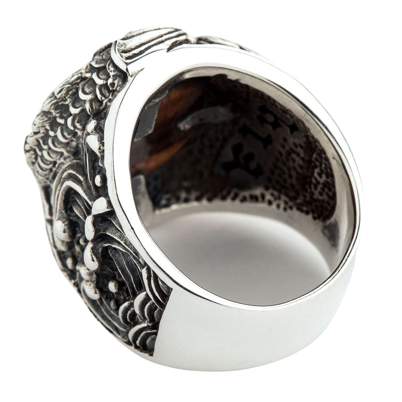 Authentic Sterling Silver Japanese Koi Tiger's Eye Men's Ring - Handcrafted Jewelry for Gifts, Wedding & Everyday Wear