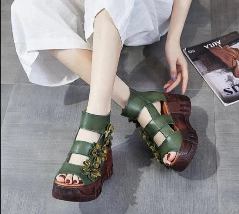 Stylish Floral Wedge Sandals for Women - Comfortable Summer Beach Wedding Shoes with Non-Slip Sole | Perfect for Outdoor Parties, Vacations, and Casual Wear