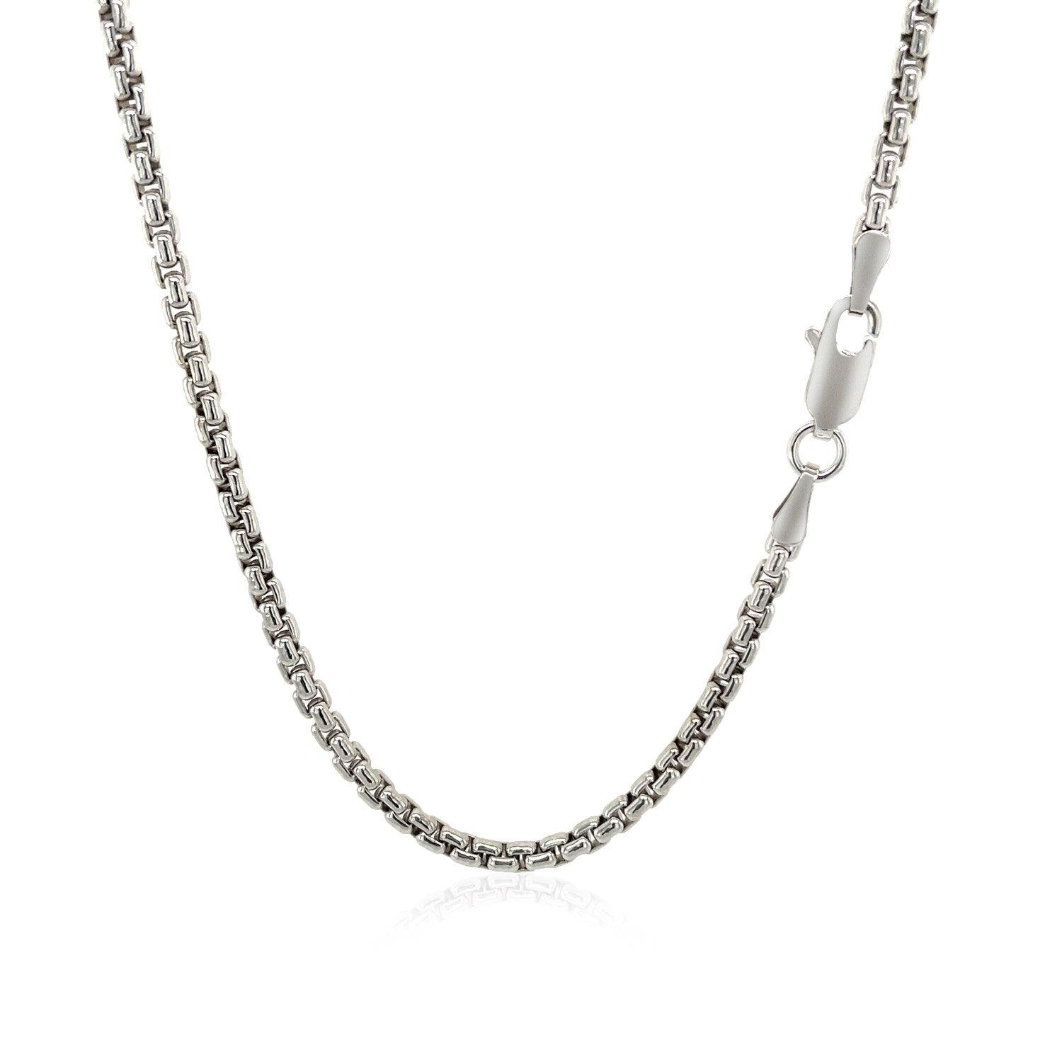 2.4mm 14k White Gold Round Box Chain Necklace for Women - Dainty & Elegant Jewelry for Everyday Wear, Gifts & Special Occasions