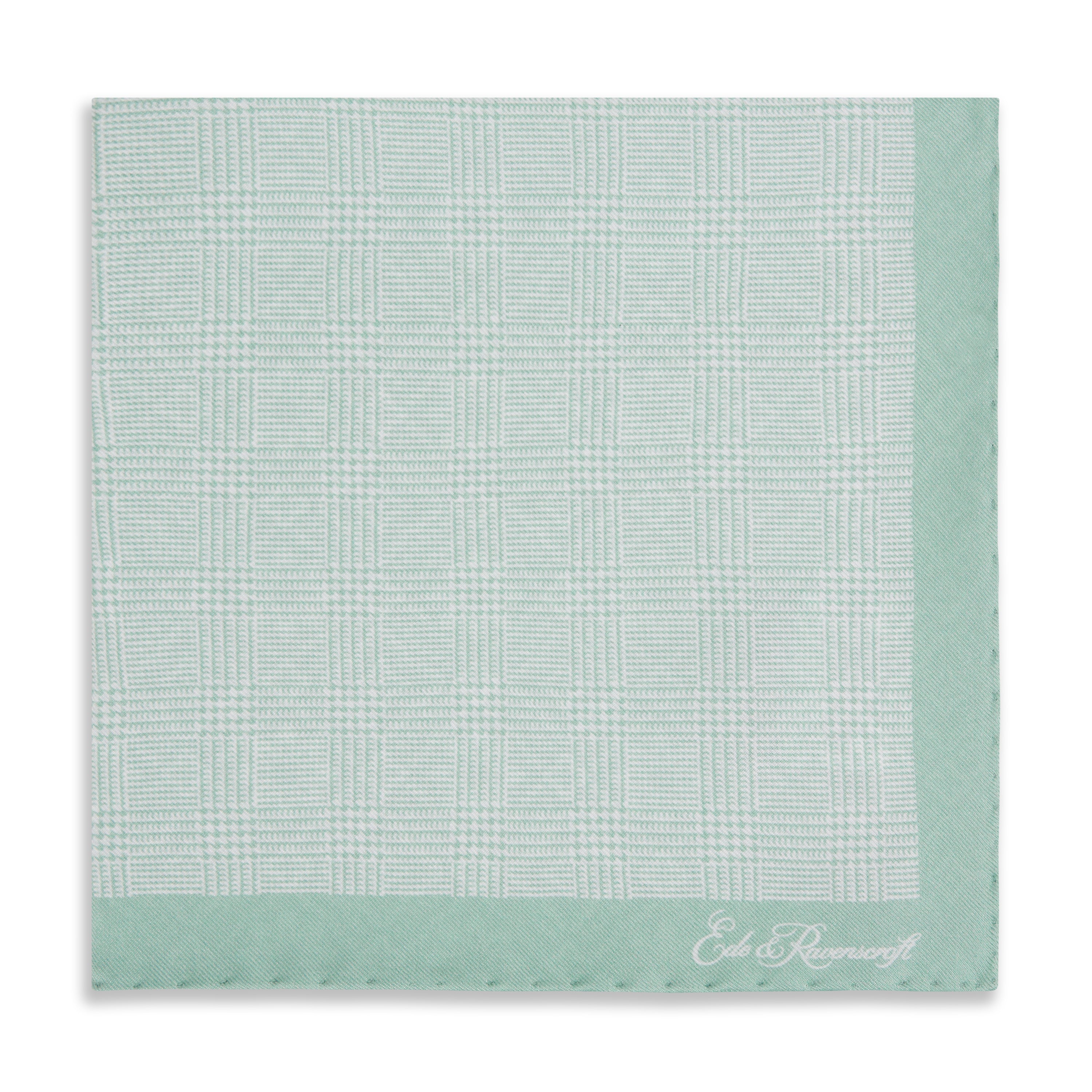 Elegant Sage Green Prince of Wales Geometric Silk Pocket Square for Men - Perfect for Weddings, Business Meetings & Formal Events