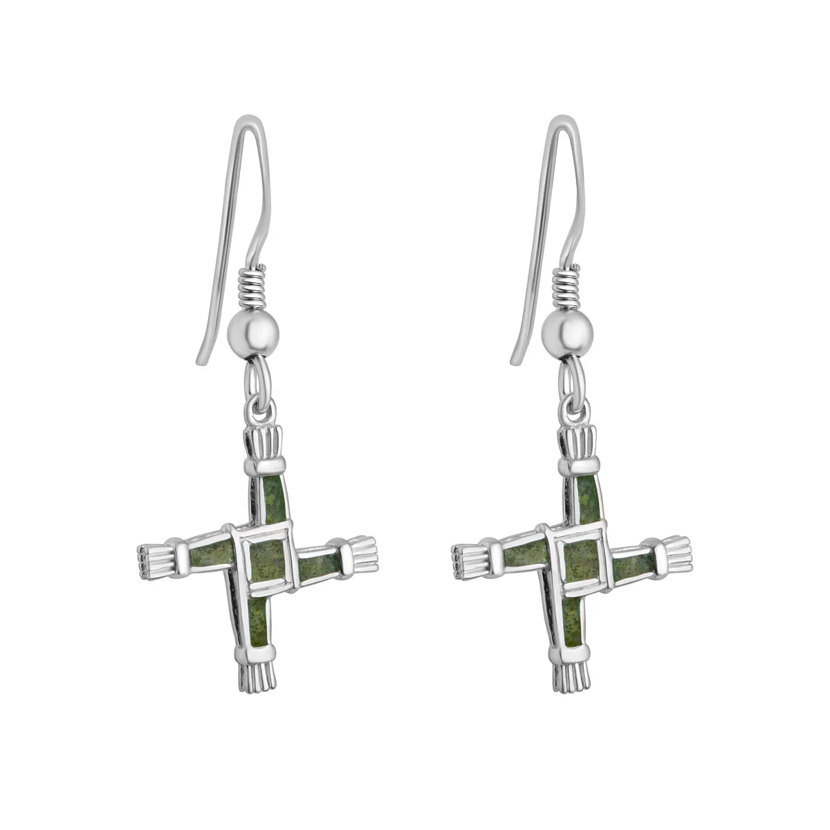 Connemara Marble St Brigid's Drop Earrings for Women - Irish Celtic Jewelry - Handmade Dangle Earrings for Everyday Wear & Special Occasions