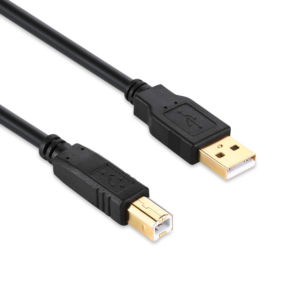30ft USB 2.0 Printer Cable A Male to B Male - High Speed Scanner Cord for HP, Canon, Epson, Dell, Lexmark Printers - Durable Black 30 Foot USB A to B Cable for Office, Home & Business Use