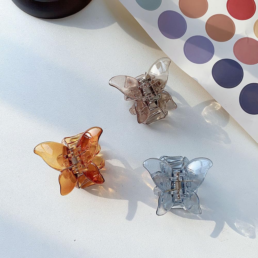 4PCS Mini Butterfly Hair Clips - Korean Style Transparent Hair Claws for Women & Girls | Perfect for School, Work, Parties & Everyday Hairstyling