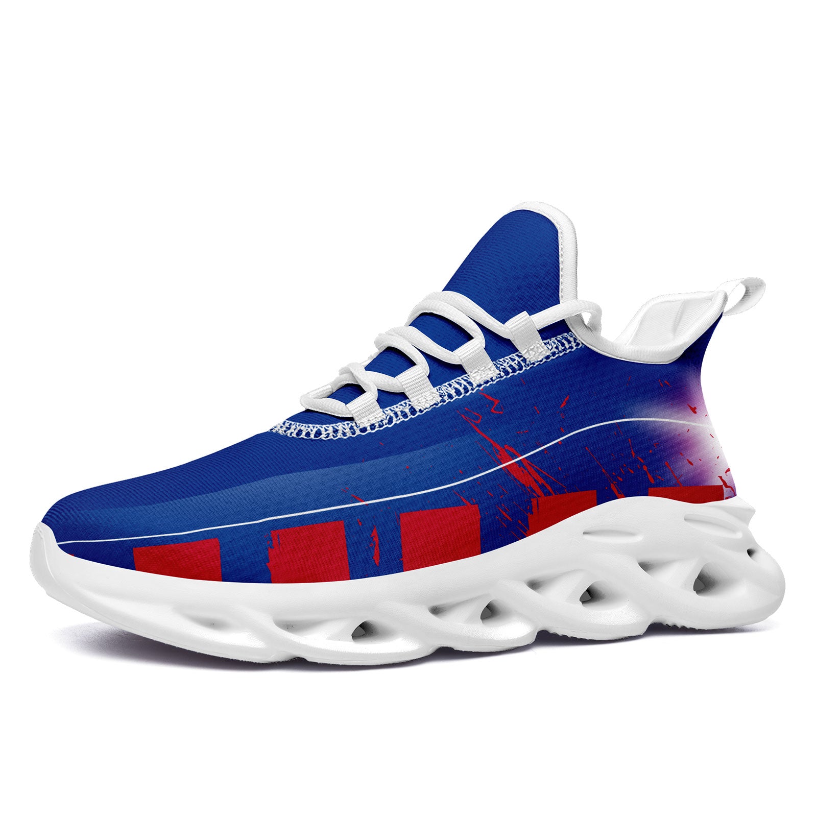 Custom Blue & Red Buffalo Maxsoul Personalized Sneakers - Comfortable Athletic Shoes for Men & Women - Perfect for Running, Gym Workouts & Casual Wear (Style: FN003 D020260, Size 4)