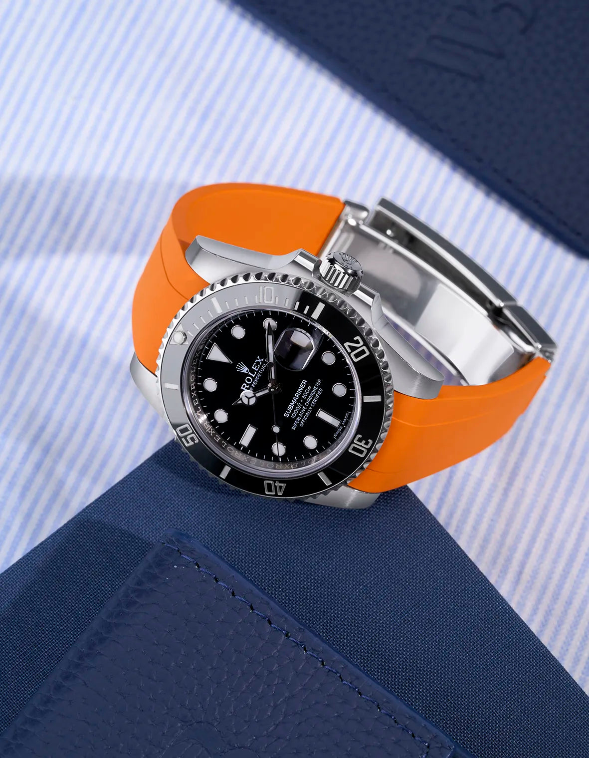 Premium FKM Rubber Watch Band with Original Clasp for Rolex Submariner 116610LN & 114060LN – Durable, Waterproof Replacement Strap for Diving, Swimming & Outdoor Activities