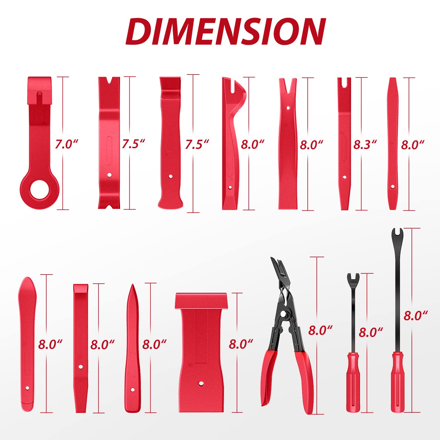 Nilight 200Pcs Car Trim Removal Tool Kit - Auto Push Pin Bumper Retainer Clip Set, Fastener Terminal Remover & Adhesive Cable Clips with Round Handle Crowbar - Perfect for Car Panel, Radio Installation & Auto Repair - 2 Year Warranty
