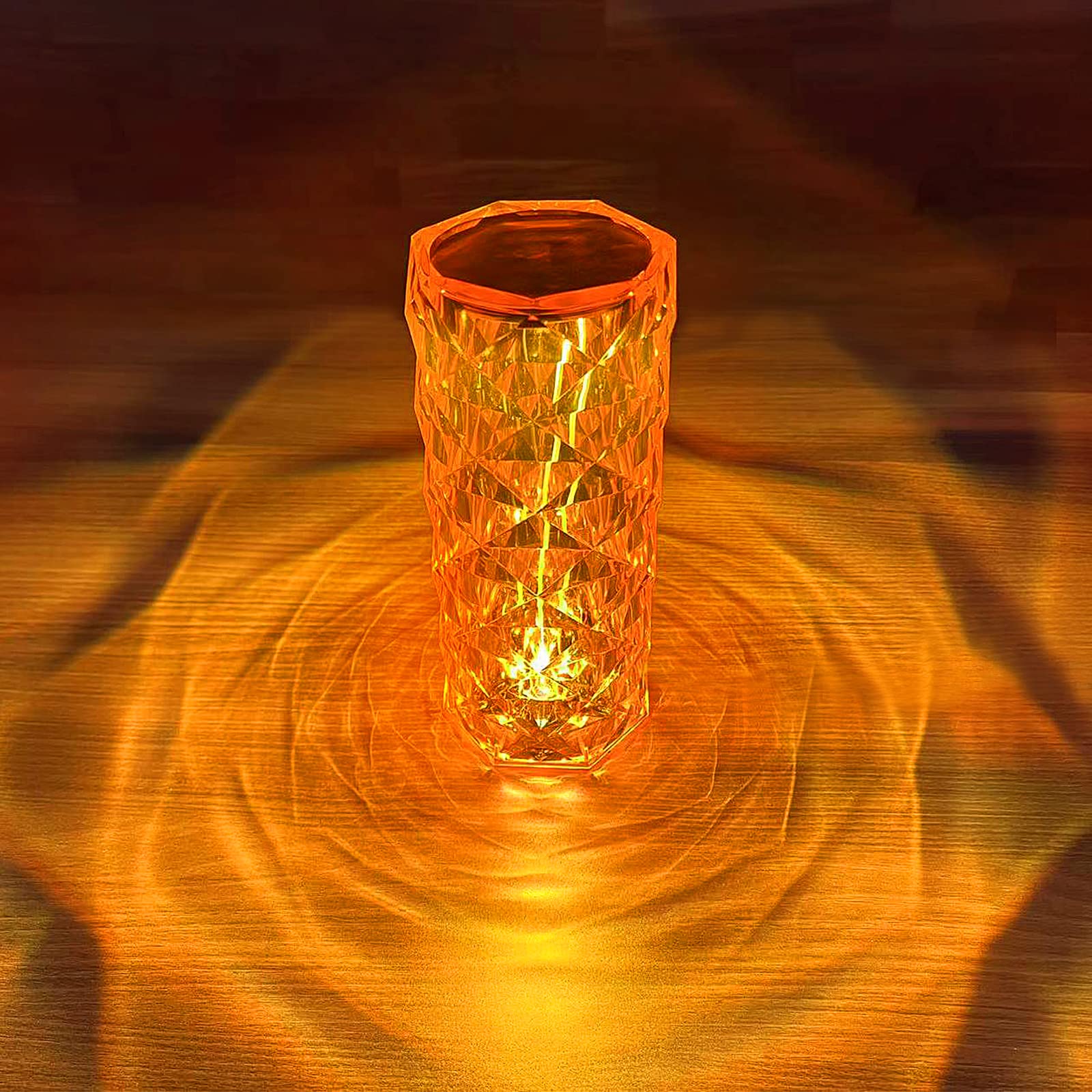 3D Rose Crystal Diamond LED Table Lamp - 16 Color Changing Night Light with Remote & Touch Control, USB Rechargeable Desk Lamp for Bedroom, Living Room, Party Decor | Romantic Ambiance, Gift Idea, Home Lighting (Amber)