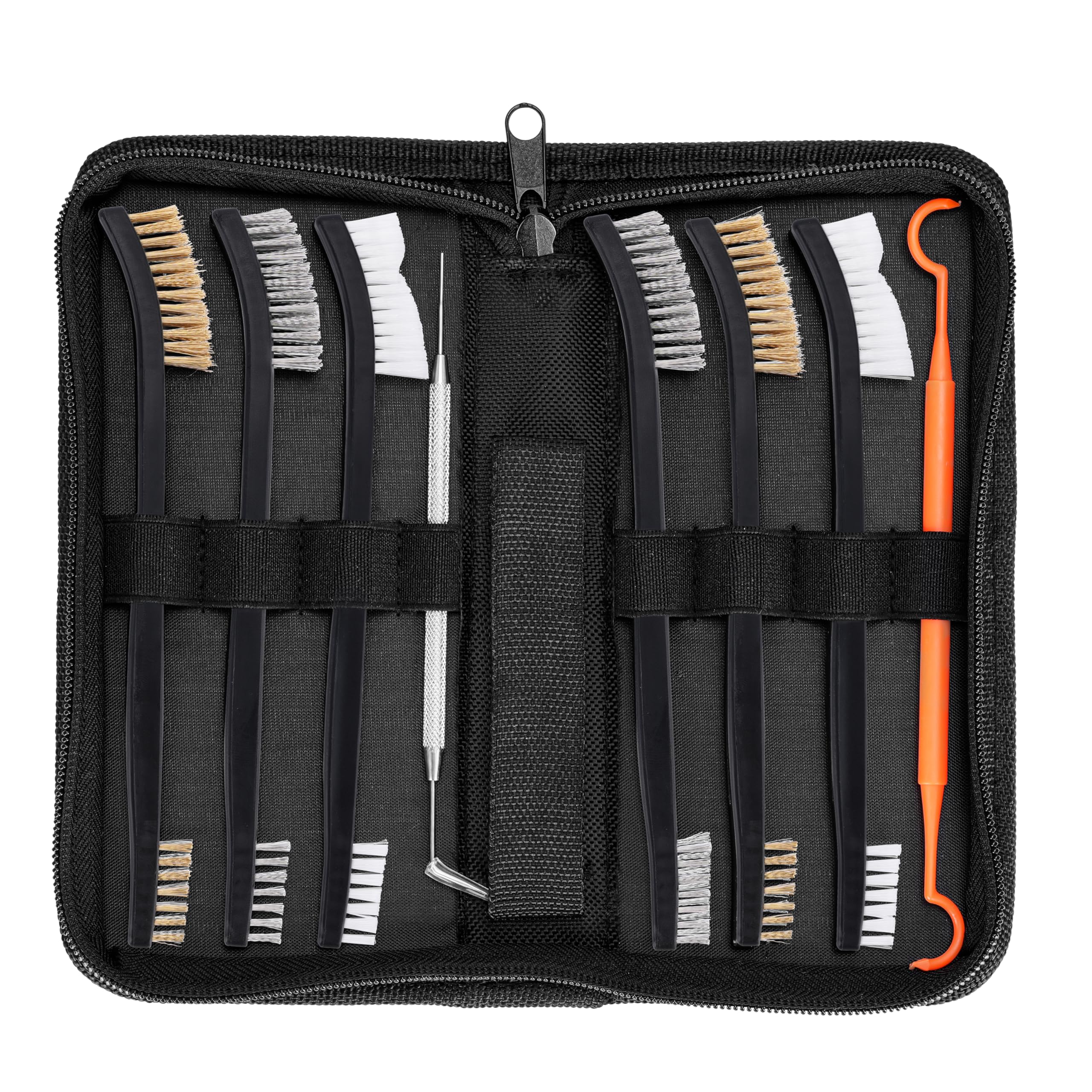 BOOSTEADY Gun Cleaning Brush & Hook Kit - 8-Piece Set with Double-End Brass, Steel & Nylon Bristle Brushes, Metal Polymer Hooks in Zippered Carry Case | Perfect for Rifle, Pistol & Shotgun Maintenance at Home or Range